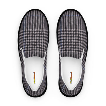 Men’s slip-on canvas shoes - Urban Heritage: Classic Grey Plaid Men’s Slip-On Canvas Shoes 👞✨ by printfluence.net
