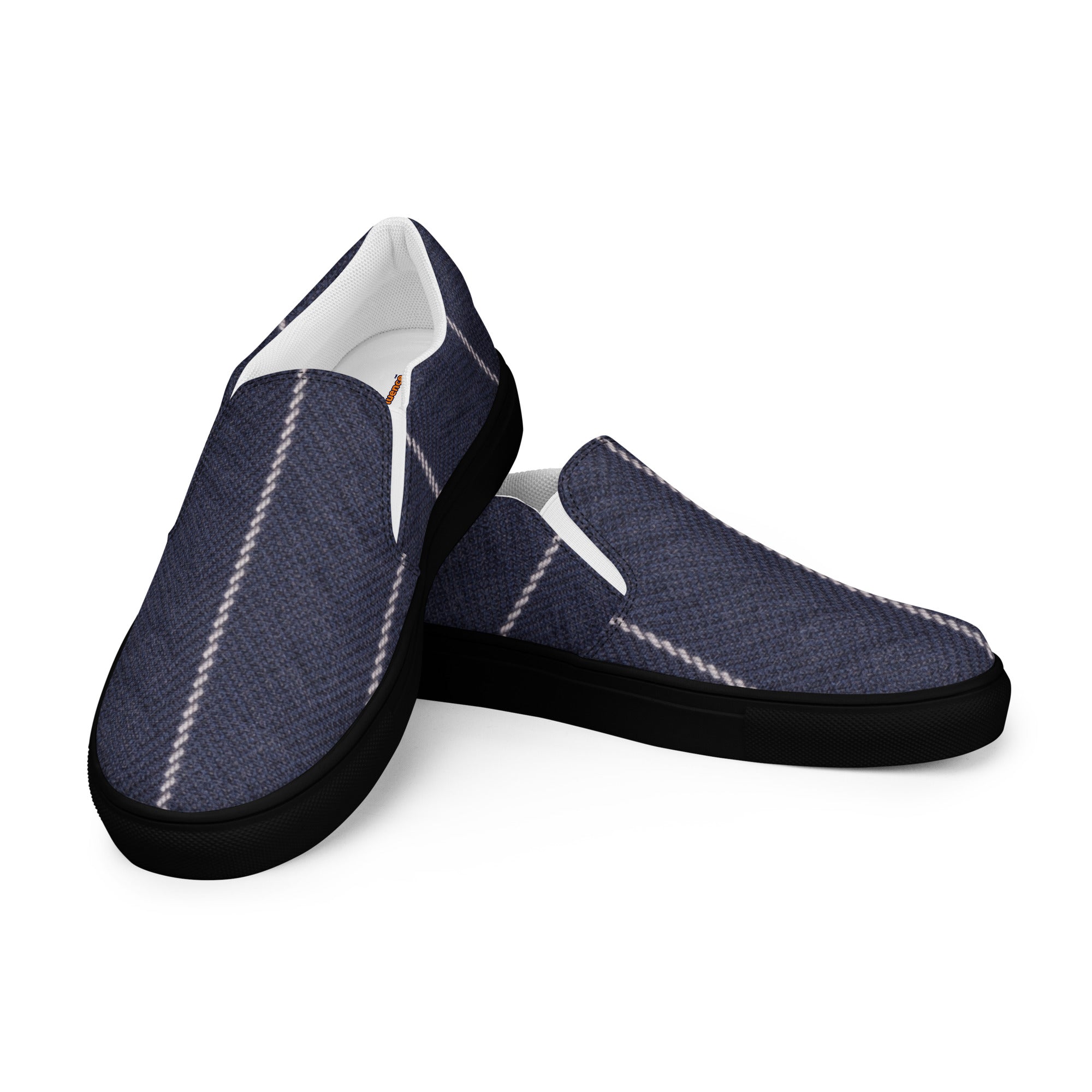 Men’s slip-on canvas shoes - Navy Pinstripe Slip-On Canvas Shoes – Men's Classic Casual Sneakers by printfluence.net