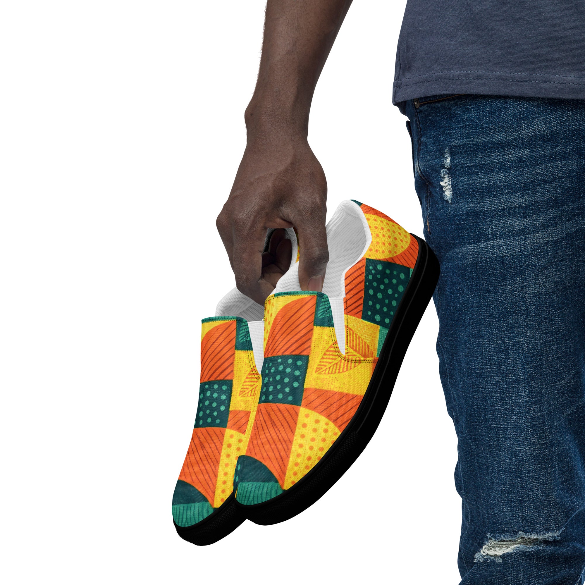 Men’s slip-on canvas shoes - Tropical Mosaic: Men’s Premium Canvas Slip-On Shoes by printfluence.net