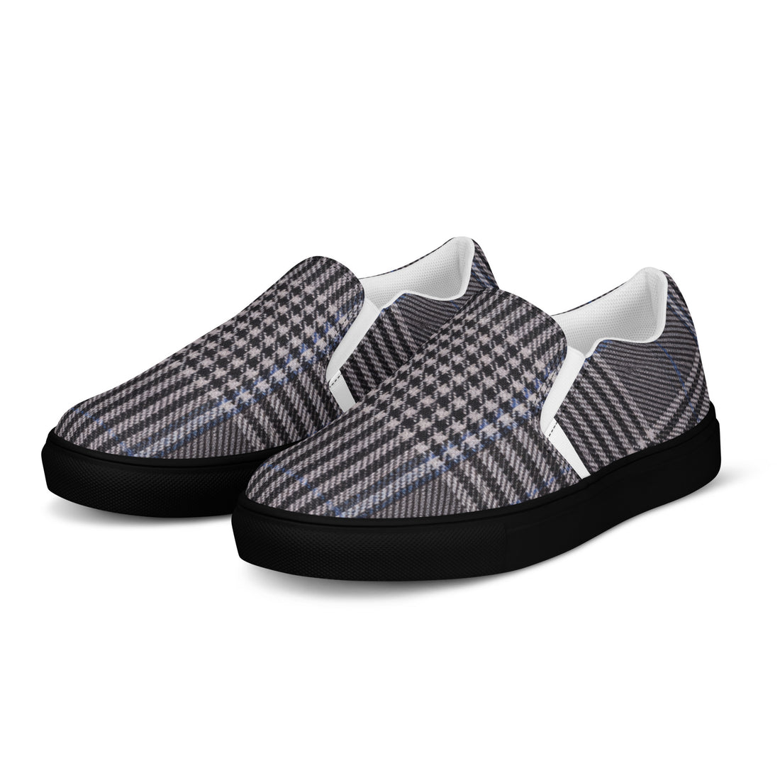 Men’s slip-on canvas shoes - Urban Heritage: Classic Grey Plaid Men’s Slip-On Canvas Shoes 👞✨ by printfluence.net