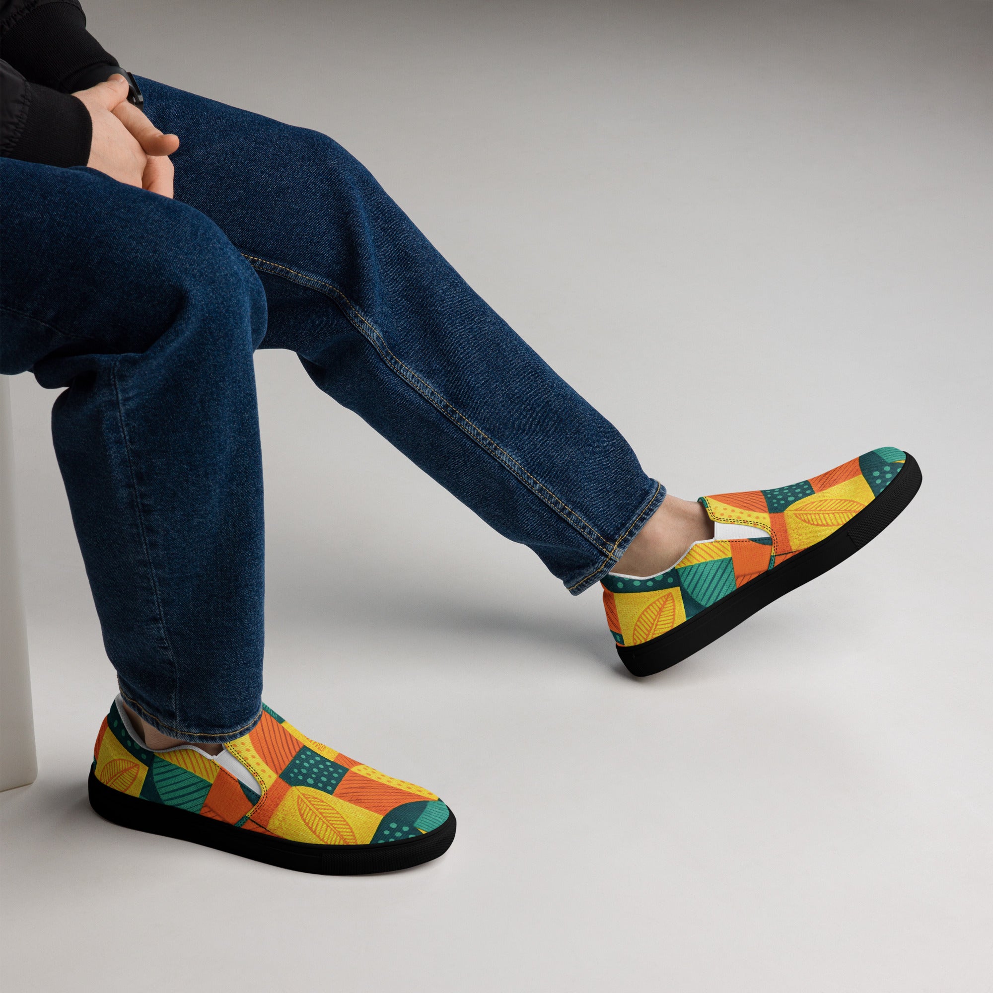 Men’s slip-on canvas shoes - Tropical Mosaic: Men’s Premium Canvas Slip-On Shoes by printfluence.net