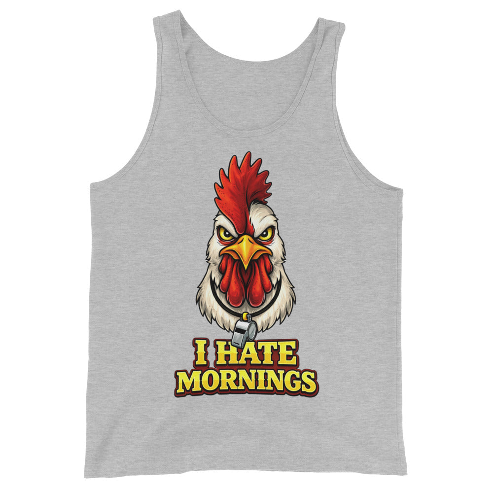 Men's Tank Top - Angry Rooster "I Hate Mornings" Funny Sarcastic Men's Staple Tank Top by printfluence.net