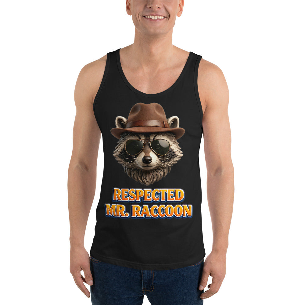 Men's Tank Top - Respected Mr. Raccoon - Dapper Bandit Aviator Style Men's Staple Tank Top by printfluence.net