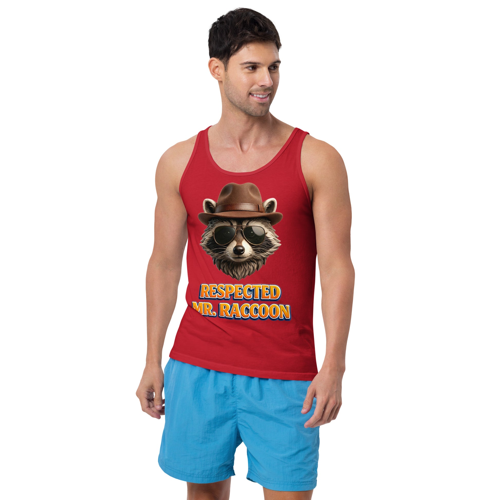 Men's Tank Top - Respected Mr. Raccoon - Dapper Bandit Aviator Style Men's Staple Tank Top by printfluence.net