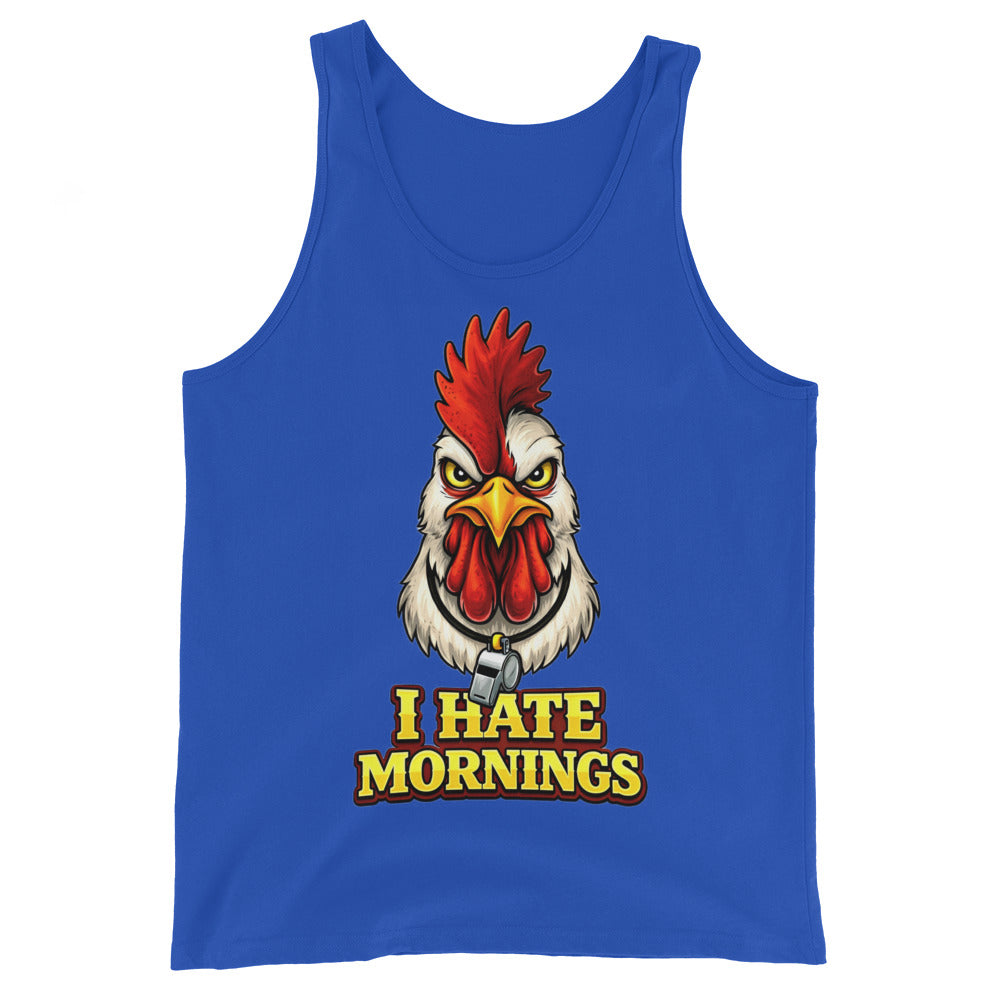 Men's Tank Top - Angry Rooster "I Hate Mornings" Funny Sarcastic Men's Staple Tank Top by printfluence.net