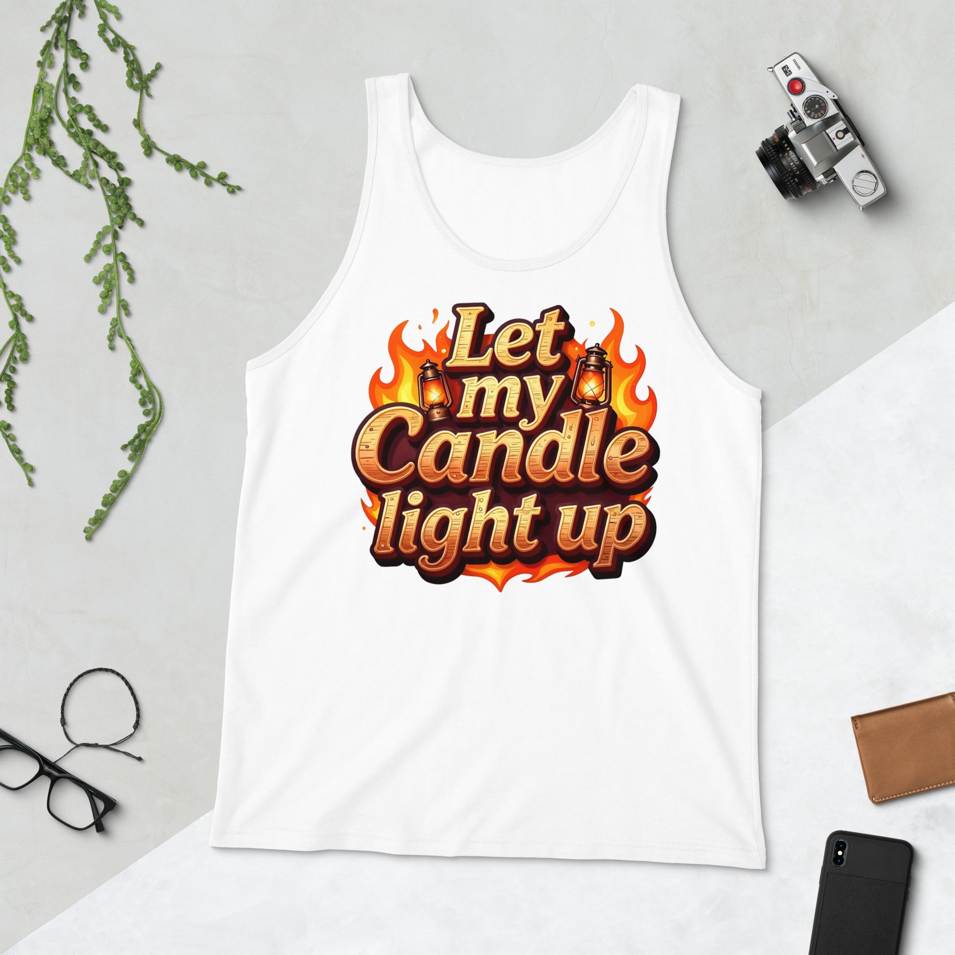 Men's Tank Top - Let My Candle Light Up Men's Tank – Radiant Power for Elite Achievers by printfluence.net