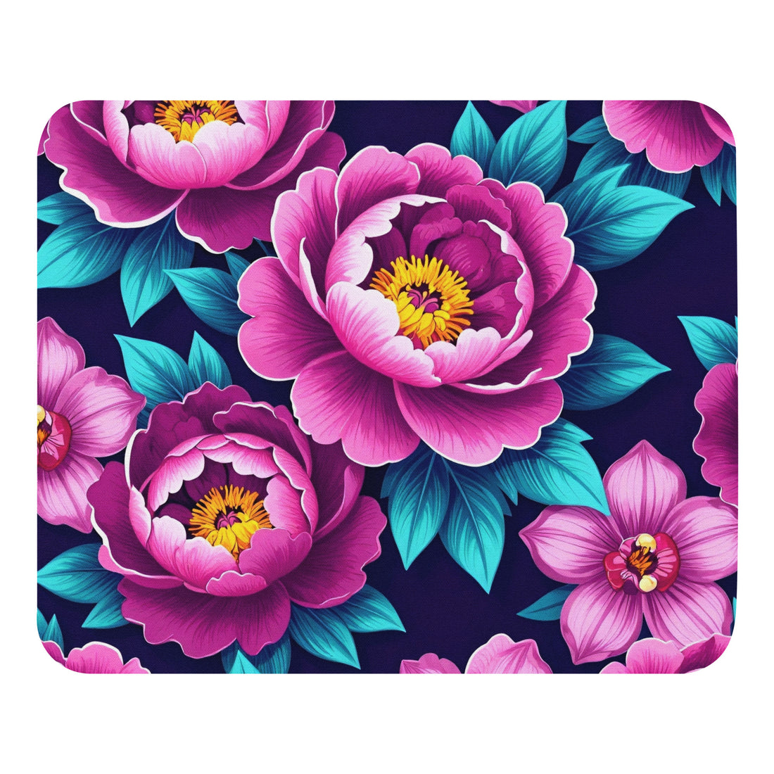 Mouse pad - Purple Floral Mouse Pad – Elegant Aesthetic Desk Mat with Violet Roses by printfluence.net