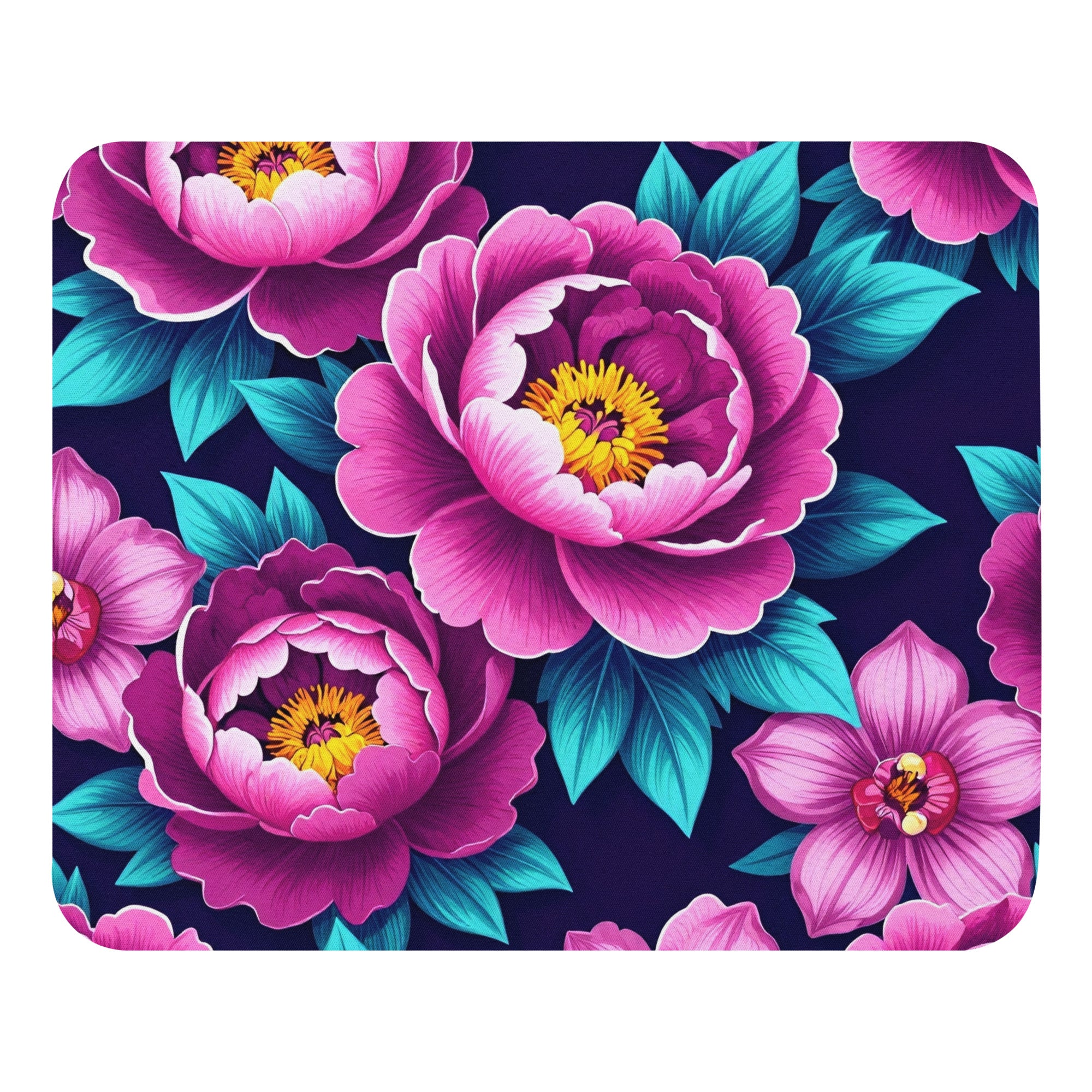 Mouse pad - Purple Floral Mouse Pad – Elegant Aesthetic Desk Mat with Violet Roses by printfluence.net