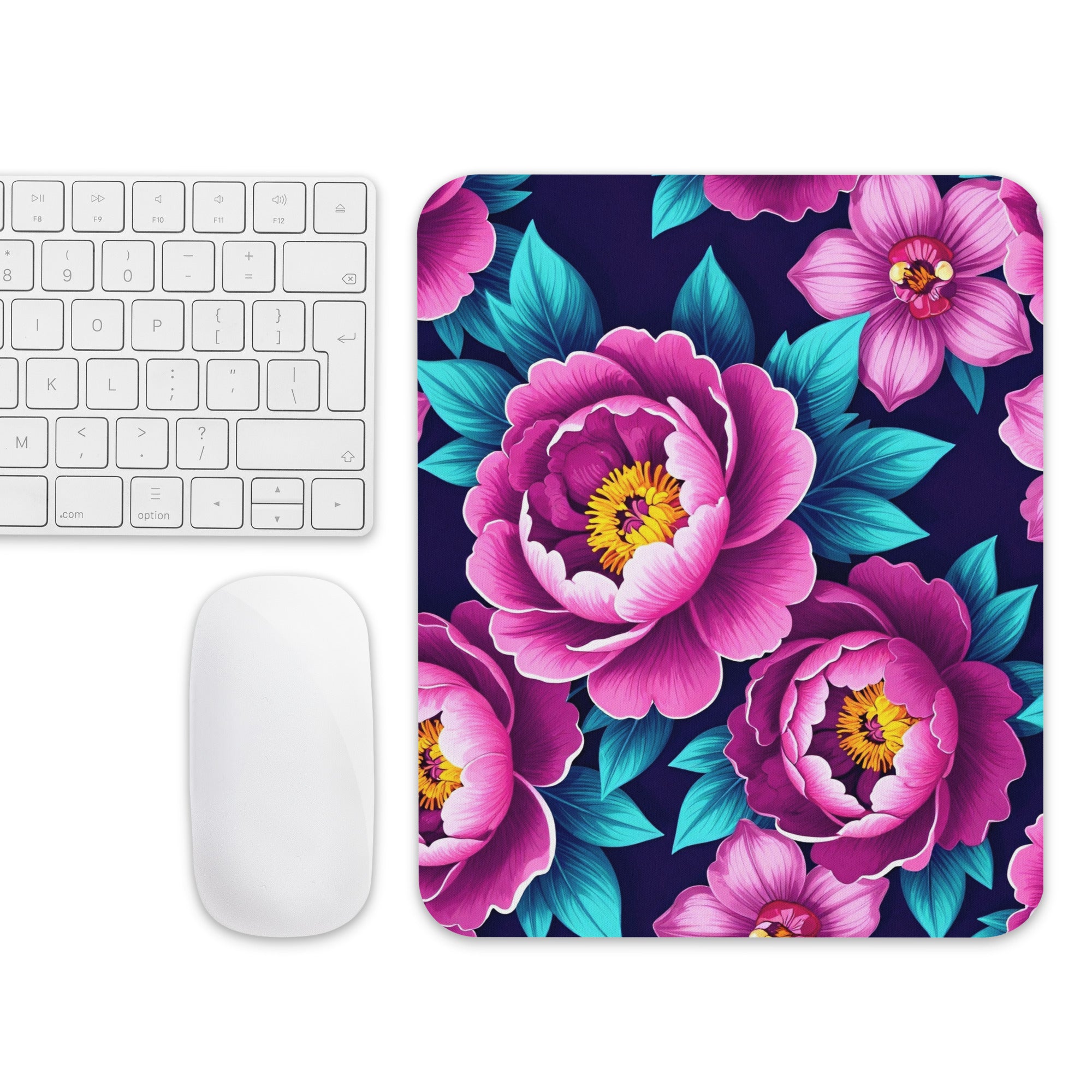 Mouse pad - Purple Floral Mouse Pad – Elegant Aesthetic Desk Mat with Violet Roses by printfluence.net