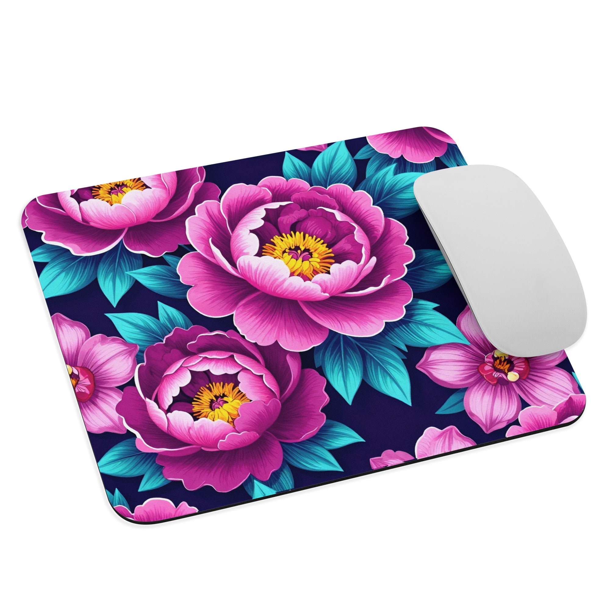 Mouse pad - Purple Floral Mouse Pad – Elegant Aesthetic Desk Mat with Violet Roses by printfluence.net