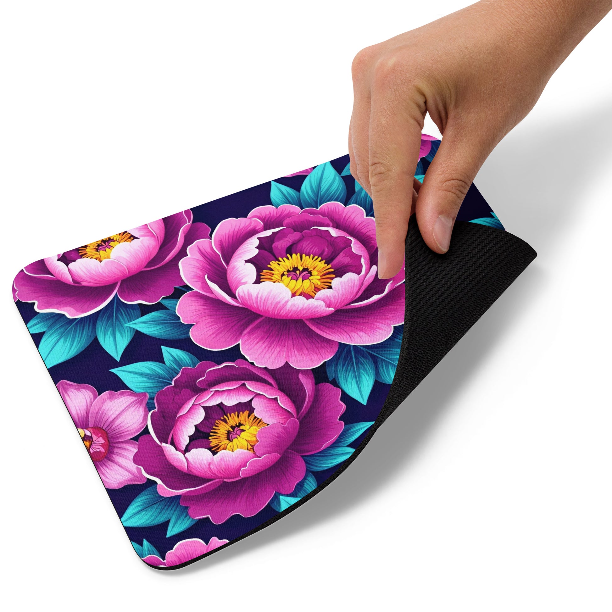 Mouse pad - Purple Floral Mouse Pad – Elegant Aesthetic Desk Mat with Violet Roses by printfluence.net