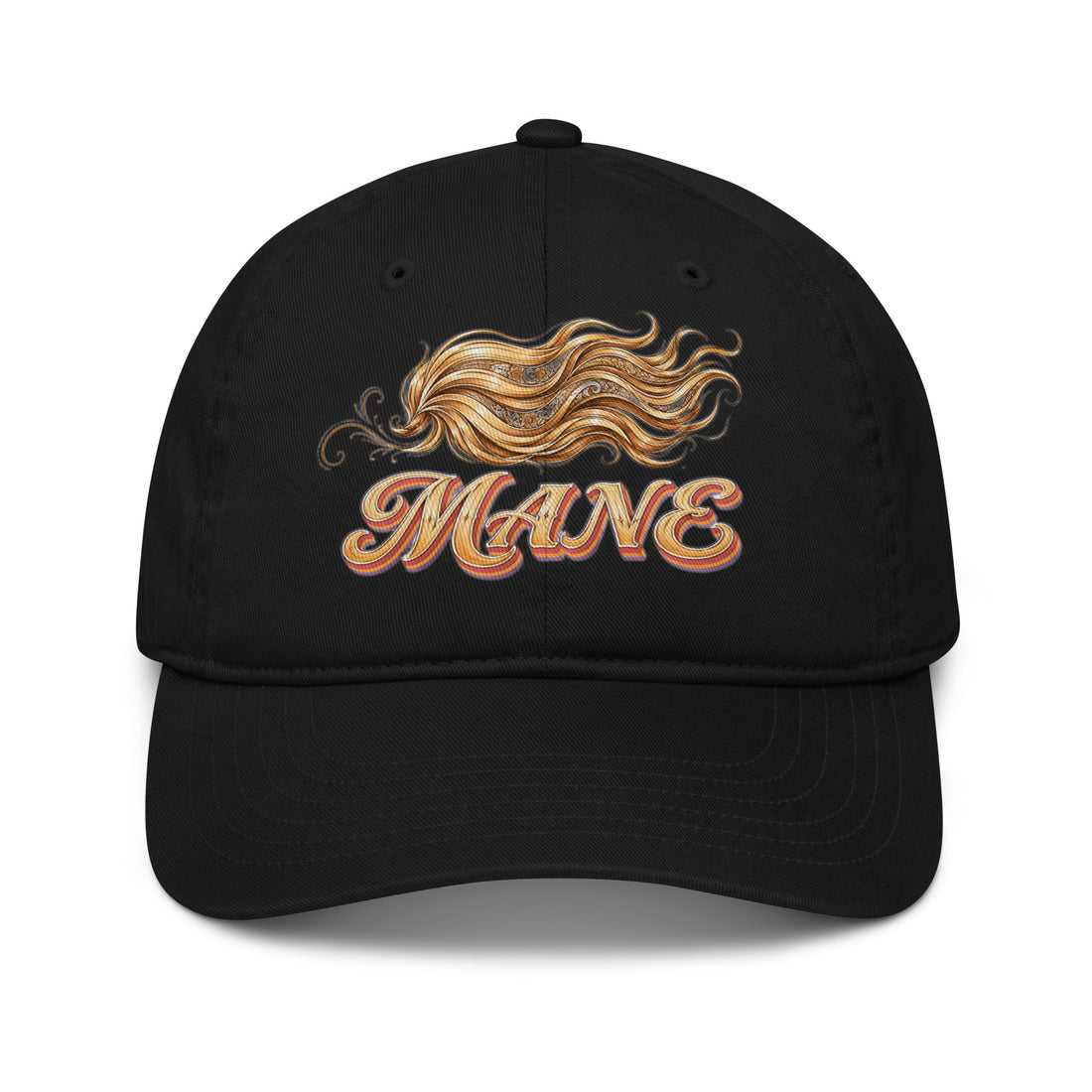 Horse Lovers Organic Dad Hat Mane – Flowing Equine Mane & Vintage Typography Embroidered Cap by printfluence.net