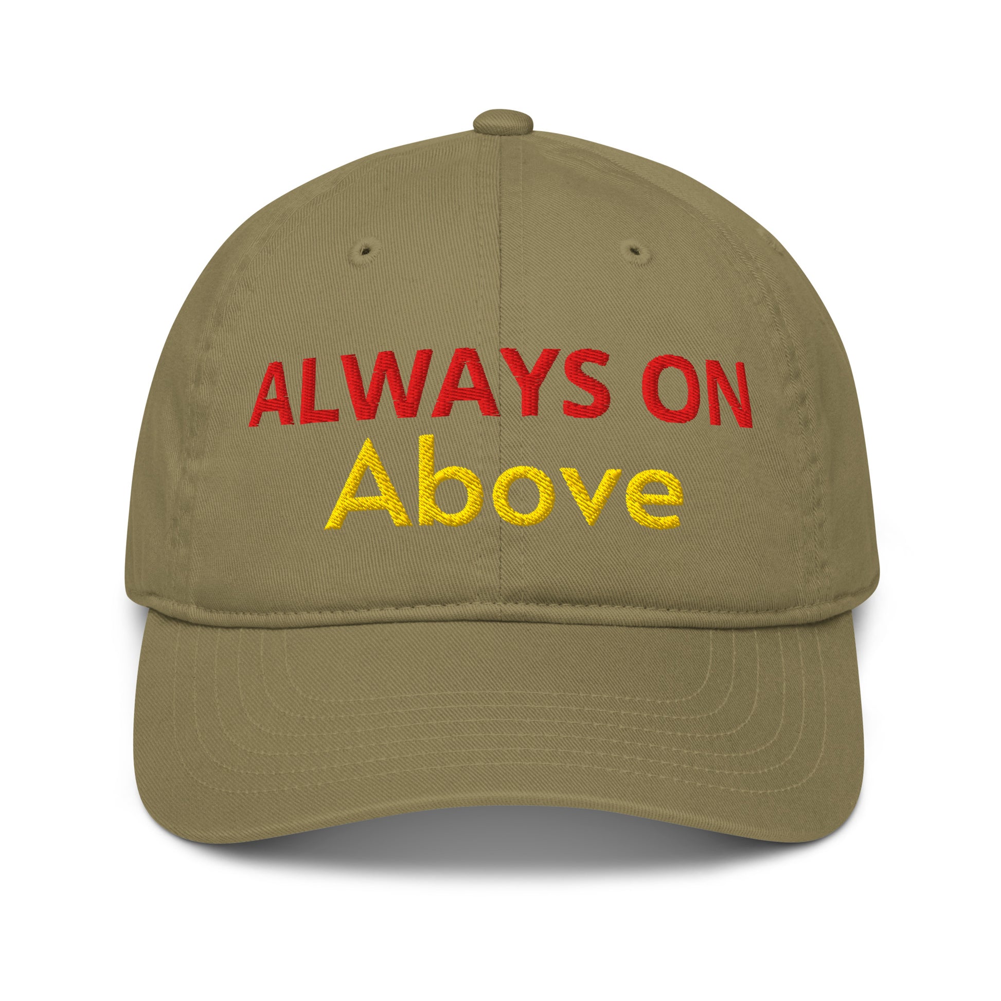Organic dad hat - Always Above Hat – Bold Red and Yellow Statement Cap for Confidence and Style. by printfluence.net