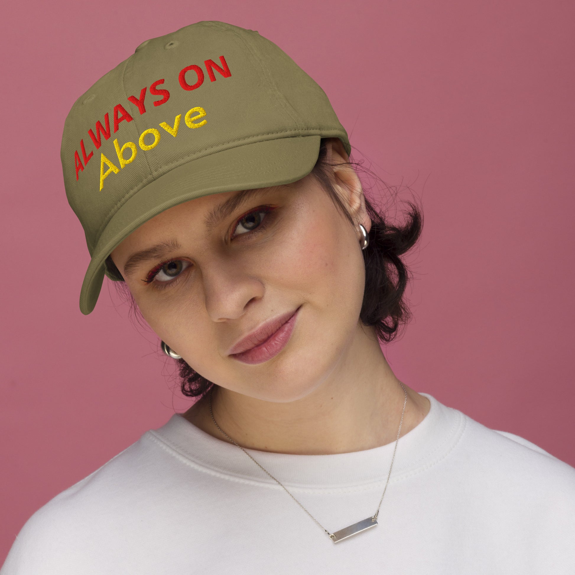 Organic dad hat - Always Above Hat – Bold Red and Yellow Statement Cap for Confidence and Style. by printfluence.net