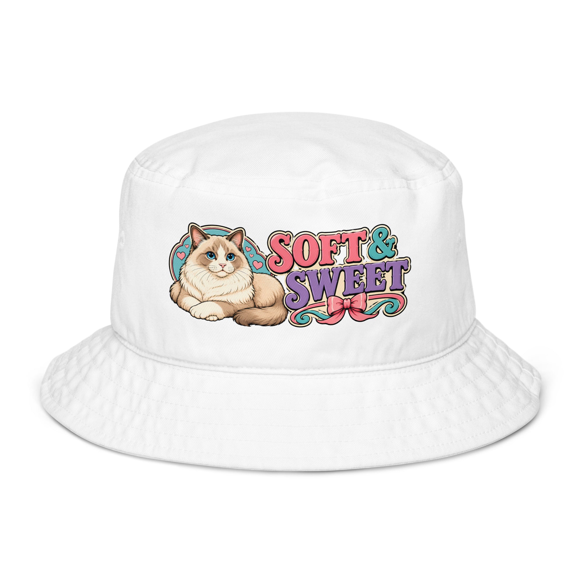 Soft and Sweet Fluffy Cat | Premium Organic Bucket Hat for Cat Lovers by printfluence.net