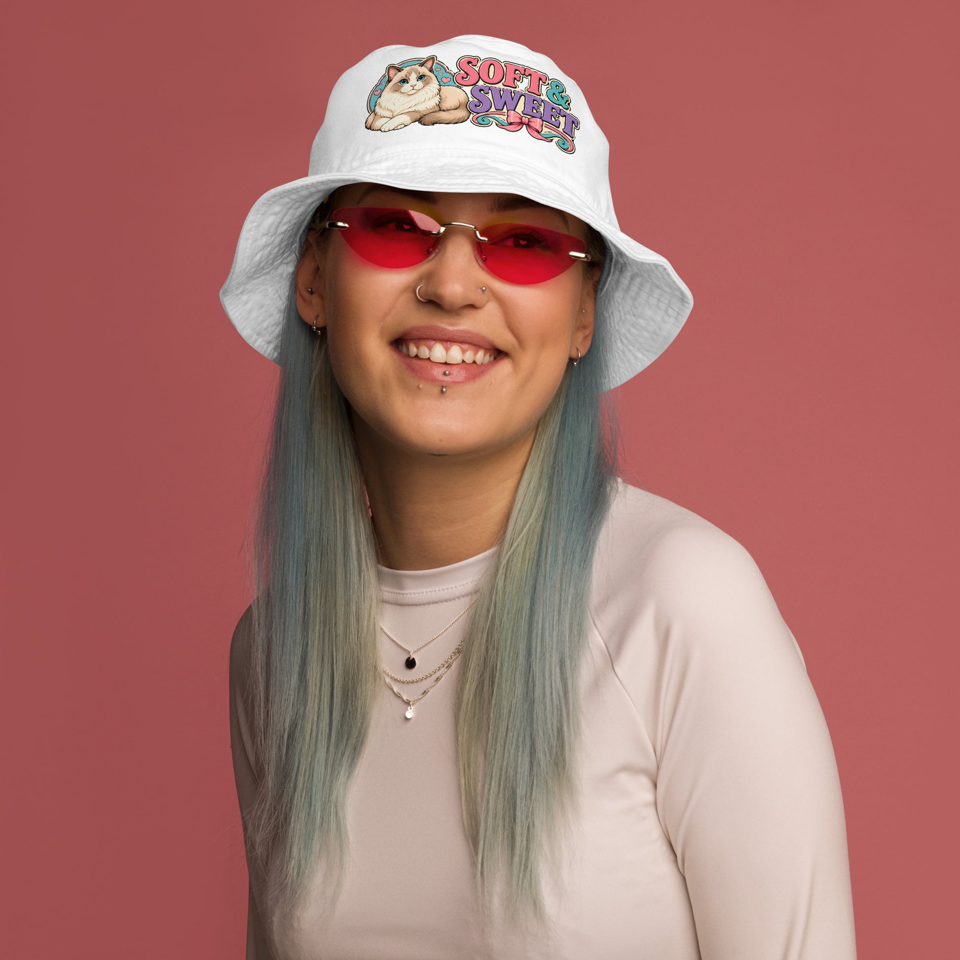 Soft and Sweet Fluffy Cat | Premium Organic Bucket Hat for Cat Lovers by printfluence.net