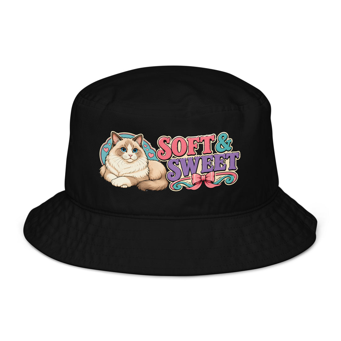 Soft and Sweet Fluffy Cat | Premium Organic Bucket Hat for Cat Lovers by printfluence.net