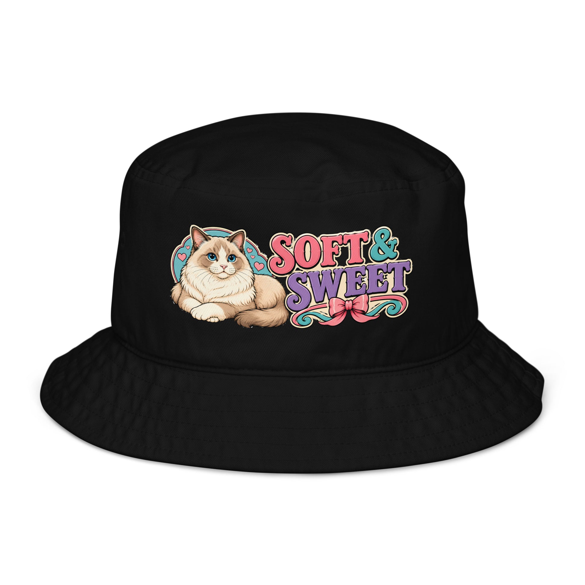 Soft and Sweet Fluffy Cat | Premium Organic Bucket Hat for Cat Lovers by printfluence.net