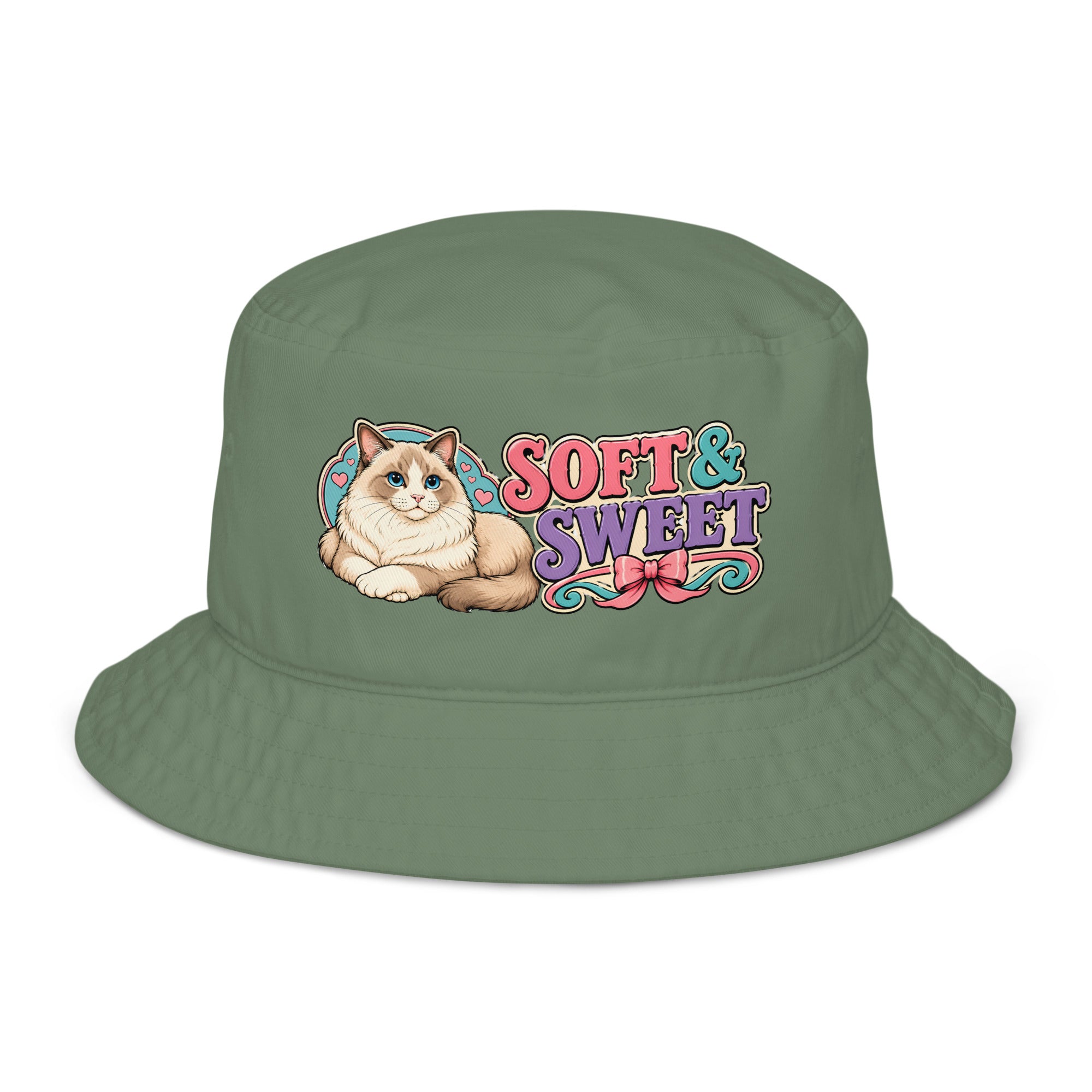 Soft and Sweet Fluffy Cat | Premium Organic Bucket Hat for Cat Lovers by printfluence.net