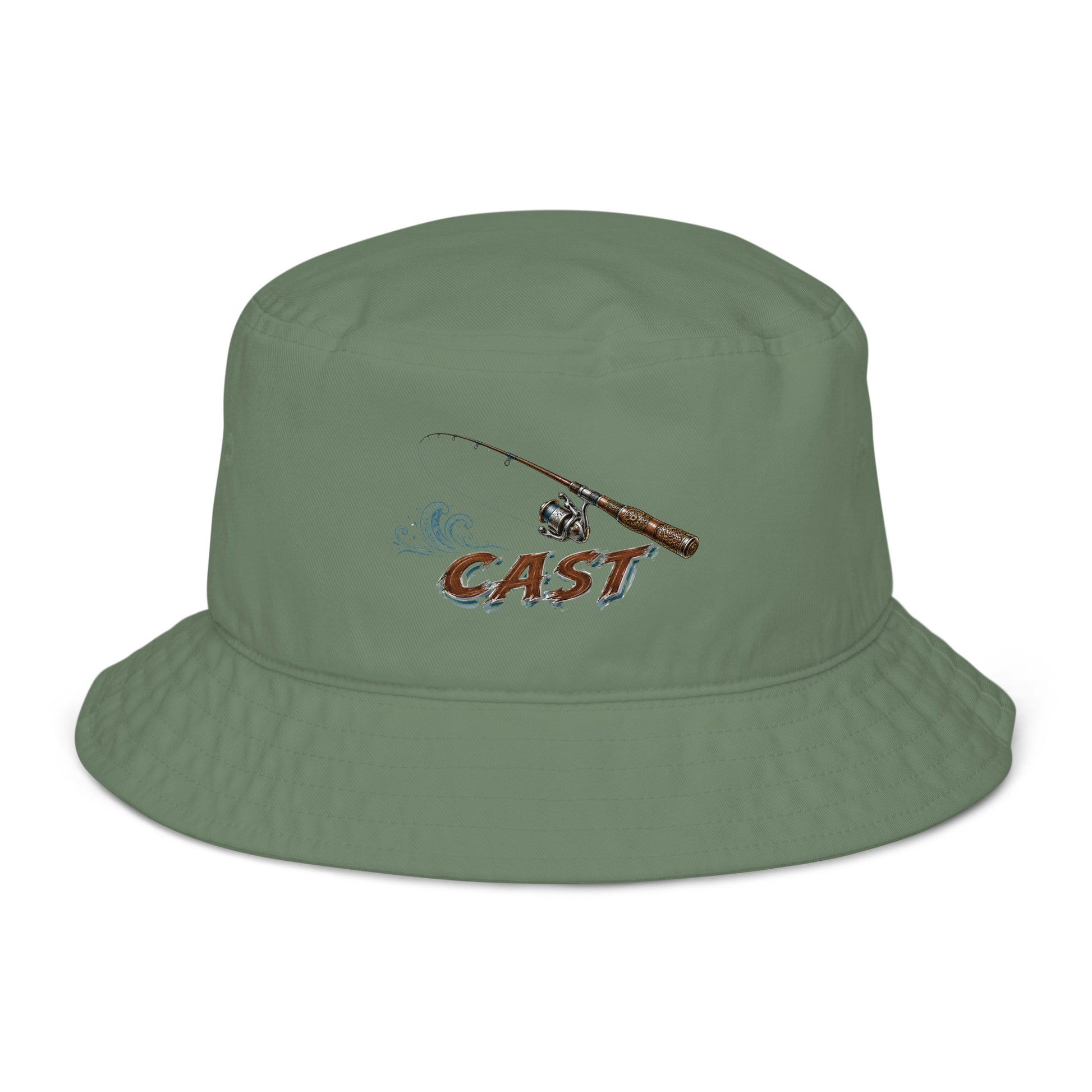 Fishing Lovers 100% Heavyweight Cotton Old School Bucket Hat with Vintage Fishing Rod and "CAST" Design by printfluence.net