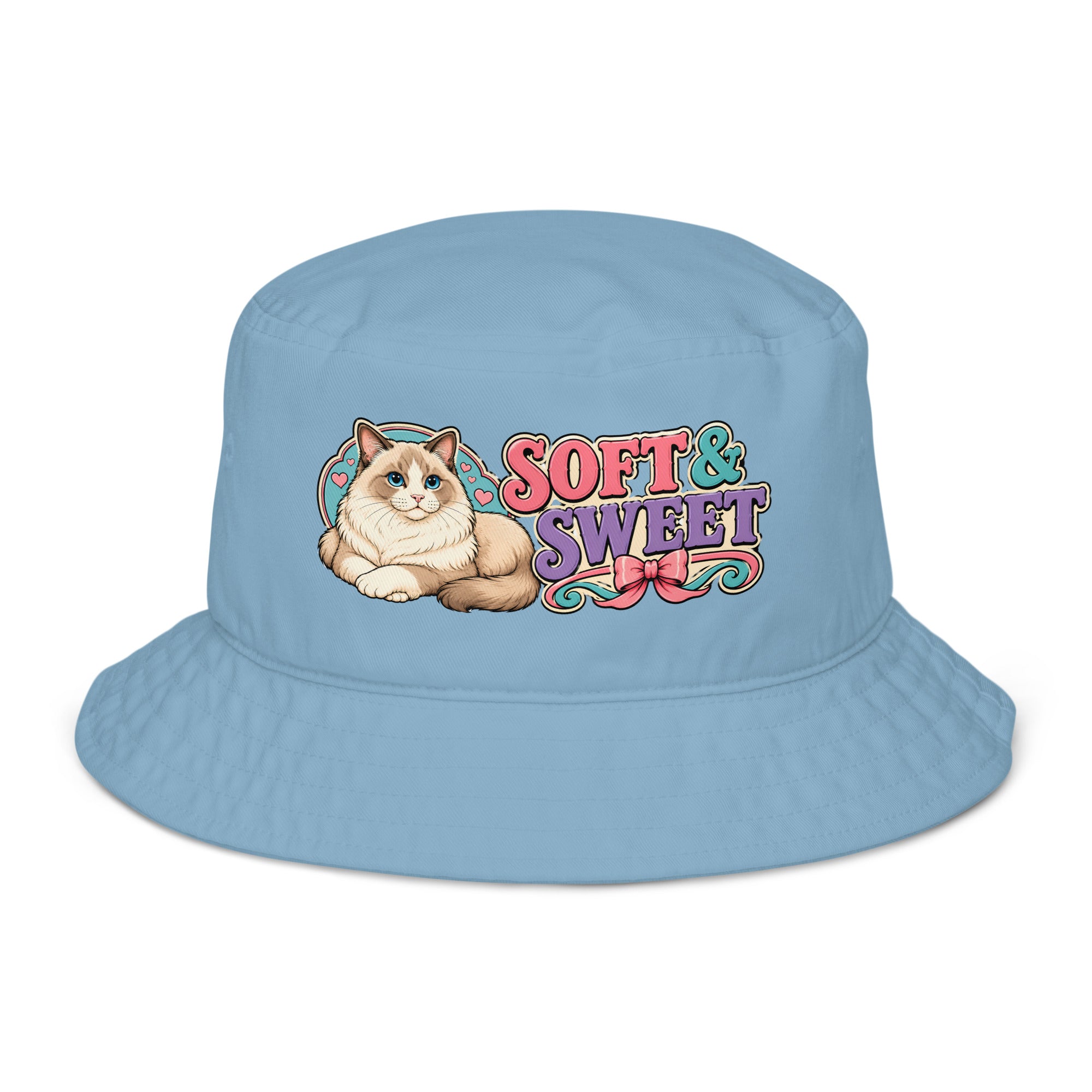 Soft and Sweet Fluffy Cat | Premium Organic Bucket Hat for Cat Lovers by printfluence.net