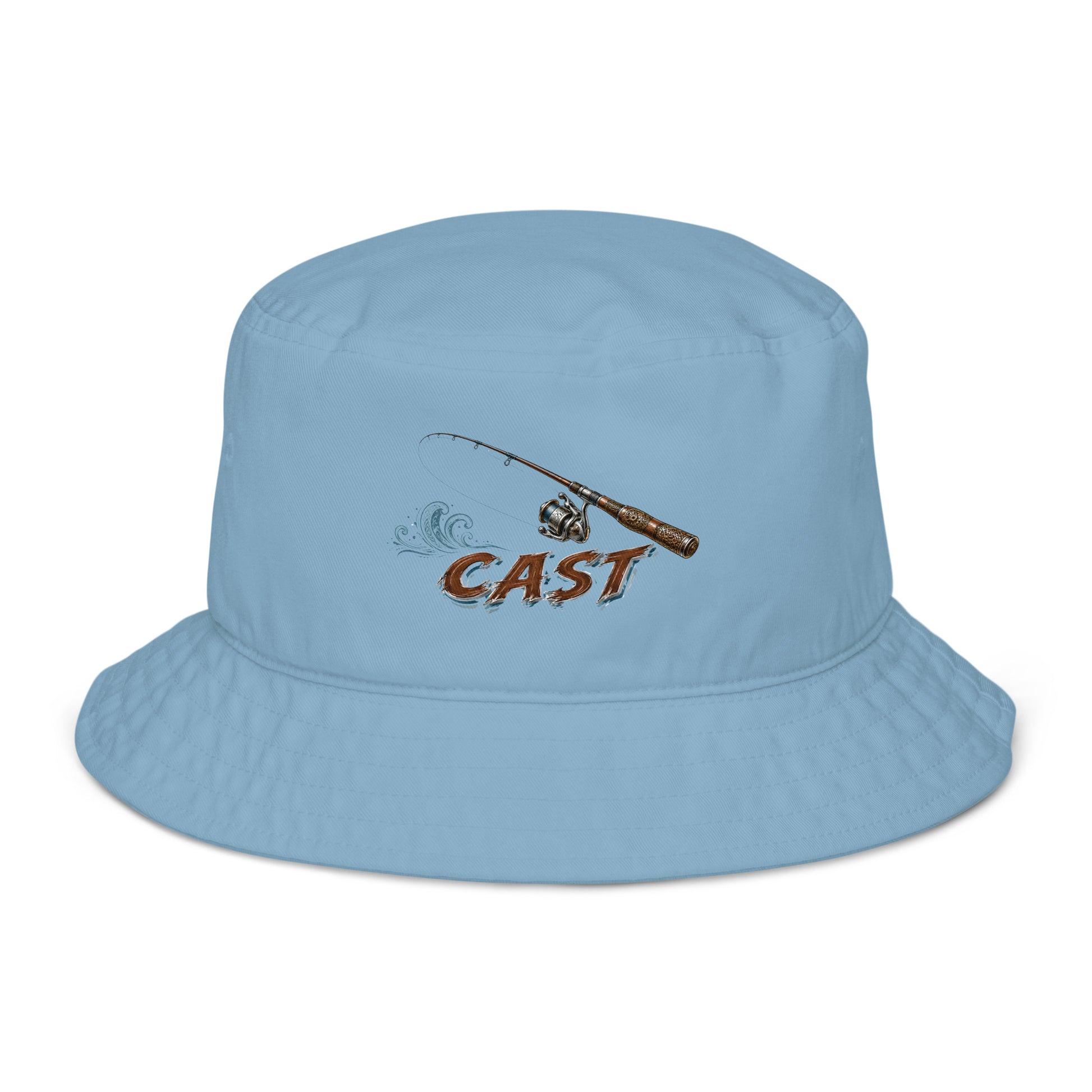 Fishing Lovers 100% Heavyweight Cotton Old School Bucket Hat with Vintage Fishing Rod and "CAST" Design by printfluence.net