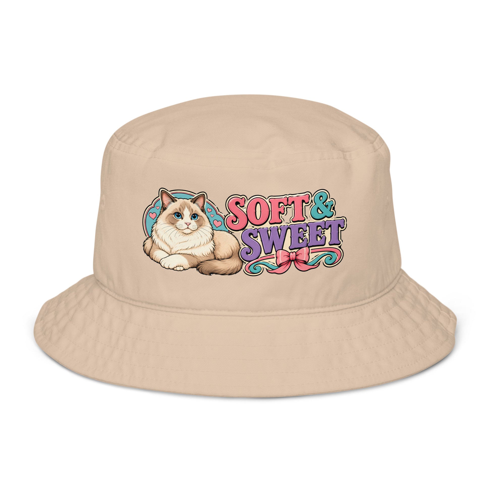 Soft and Sweet Fluffy Cat | Premium Organic Bucket Hat for Cat Lovers by printfluence.net