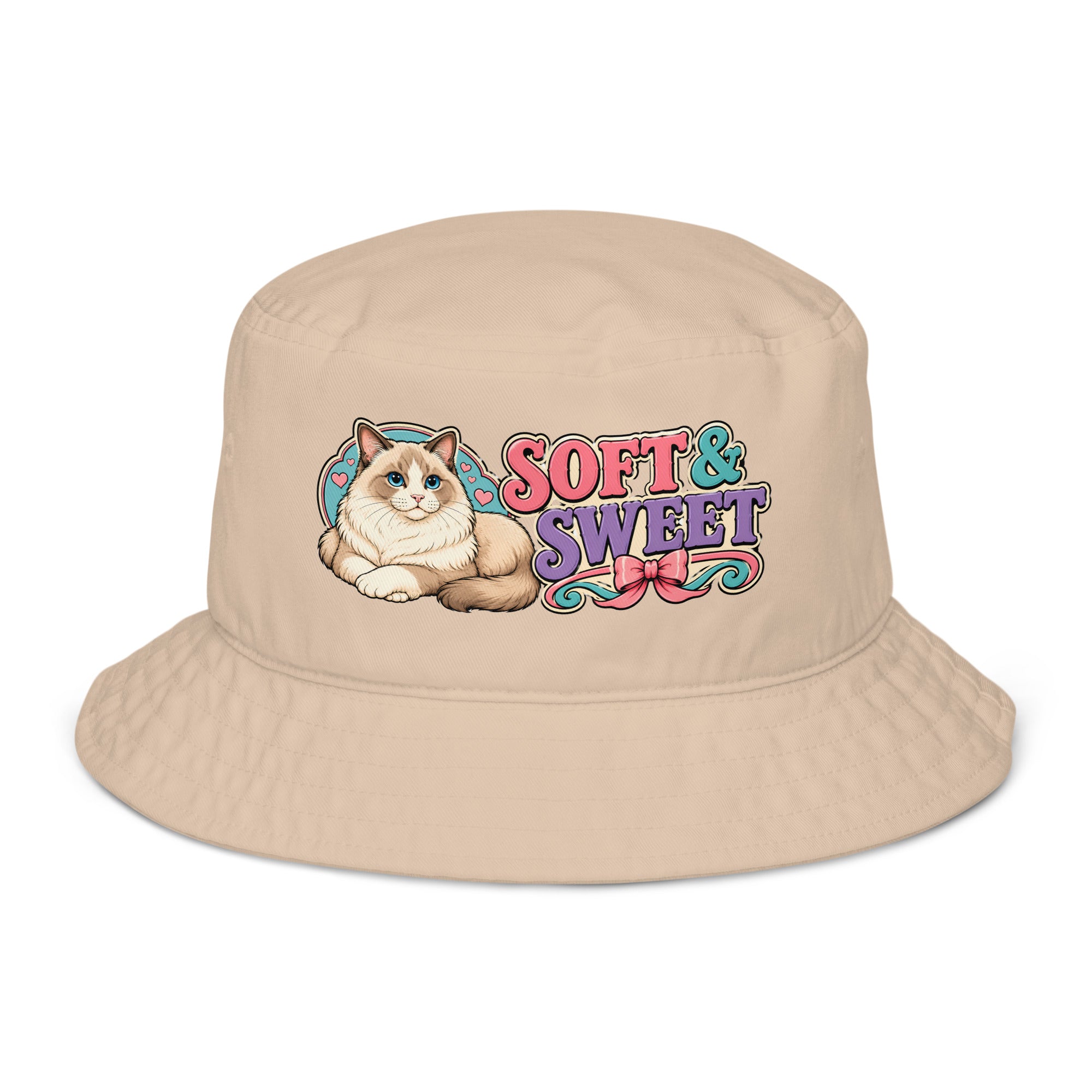 Soft and Sweet Fluffy Cat | Premium Organic Bucket Hat for Cat Lovers by printfluence.net