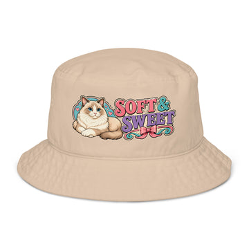Soft and Sweet Fluffy Cat | Premium Organic Bucket Hat for Cat Lovers by printfluence.net