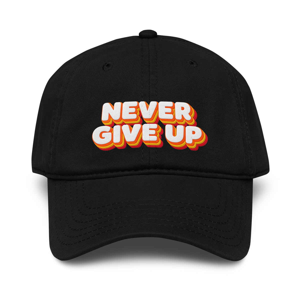 Inspirational Quotes Lovers | Garment washed baseball cap — NEVER GIVE UP by printfluence