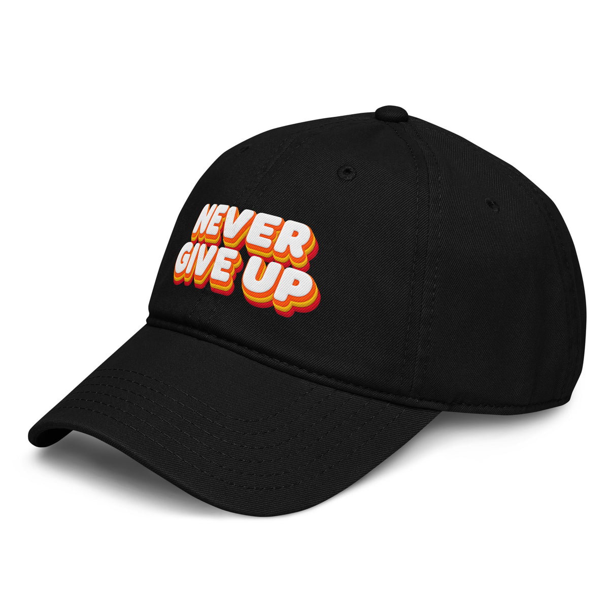 Inspirational Quotes Lovers | Garment washed baseball cap — NEVER GIVE UP by printfluence