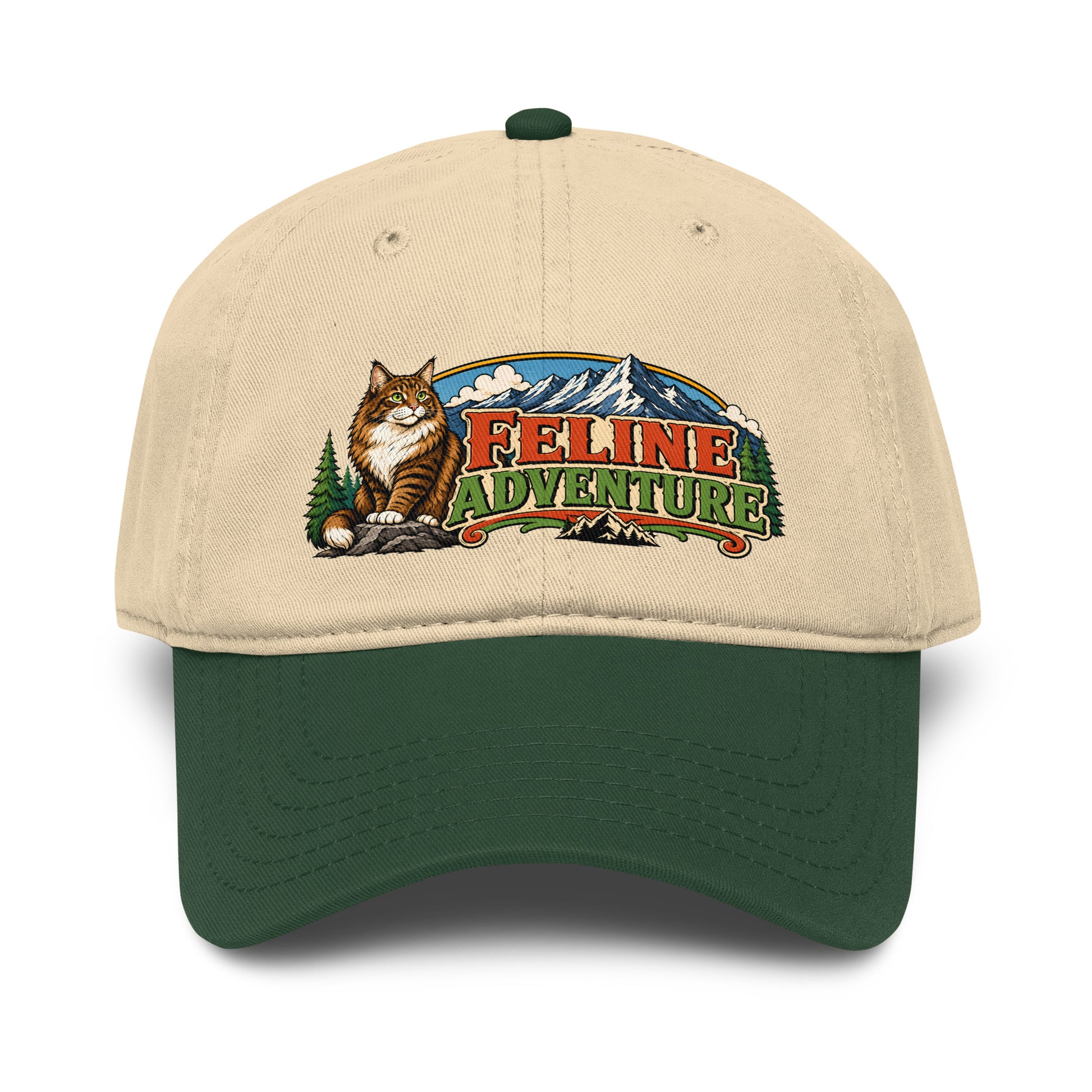 Retro Feline Adventure Maine Coon | Classic Baseball Cap for Cat Lovers by printfluence.net