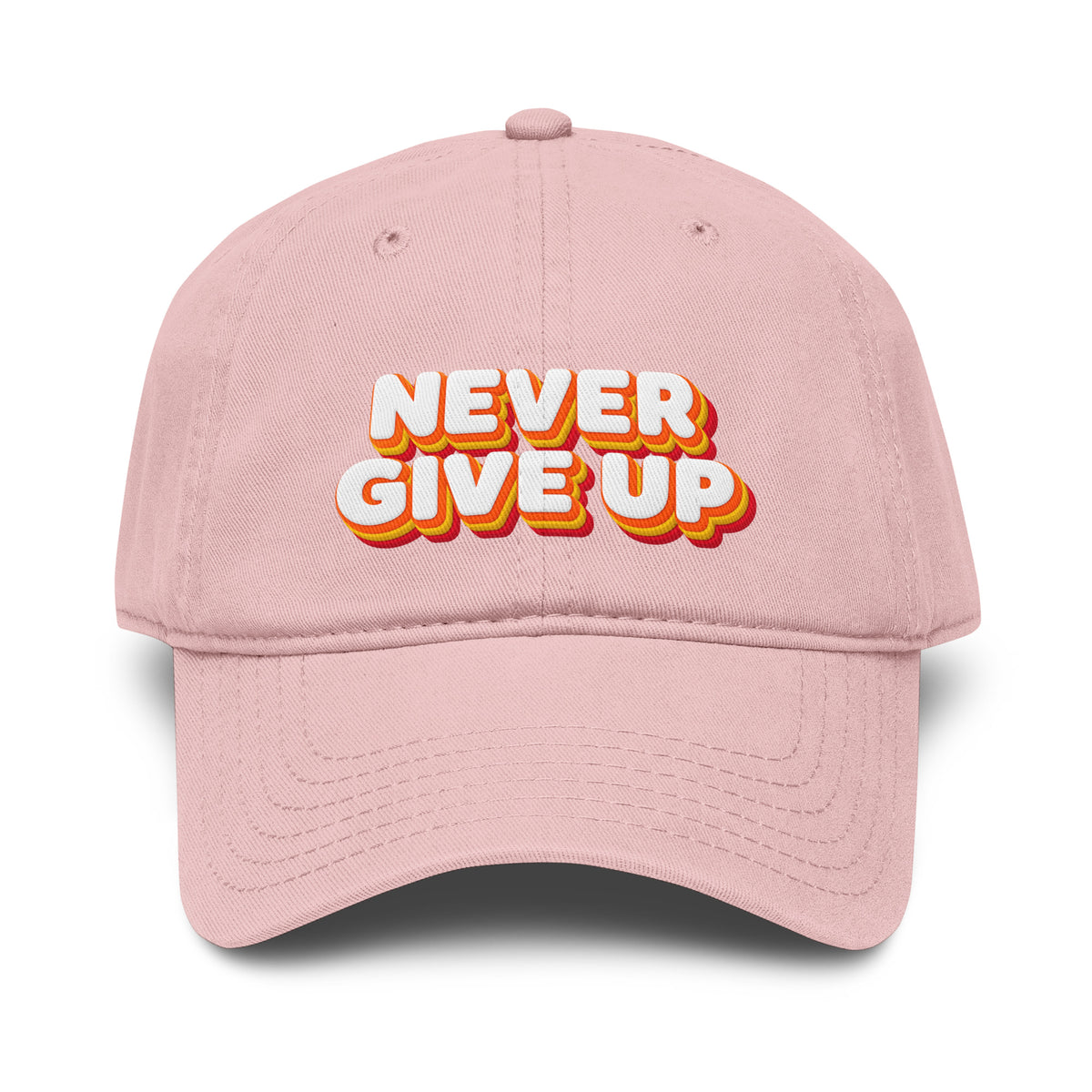 Inspirational Quotes Lovers | Garment washed baseball cap — NEVER GIVE UP by printfluence