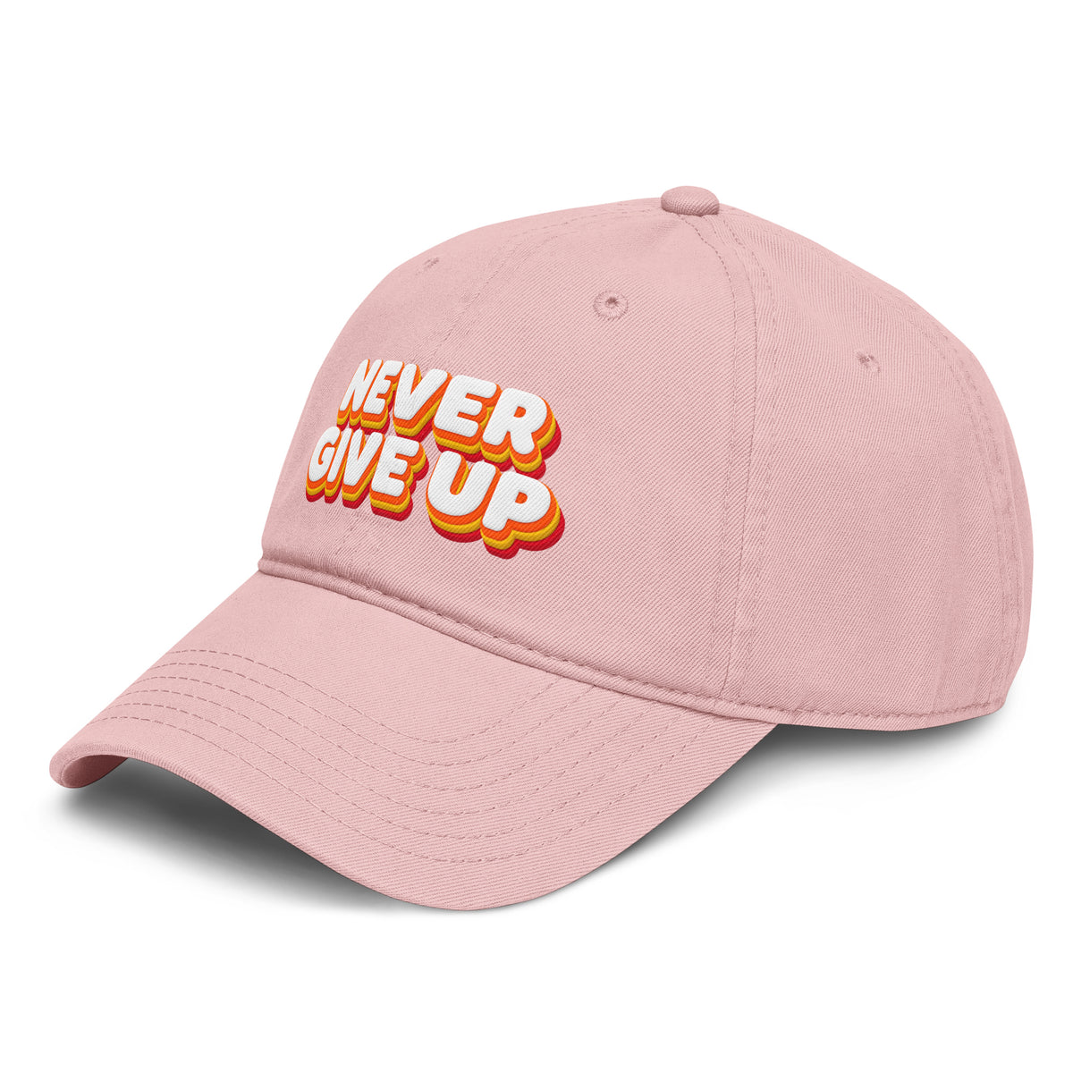 Inspirational Quotes Lovers | Garment washed baseball cap — NEVER GIVE UP by printfluence
