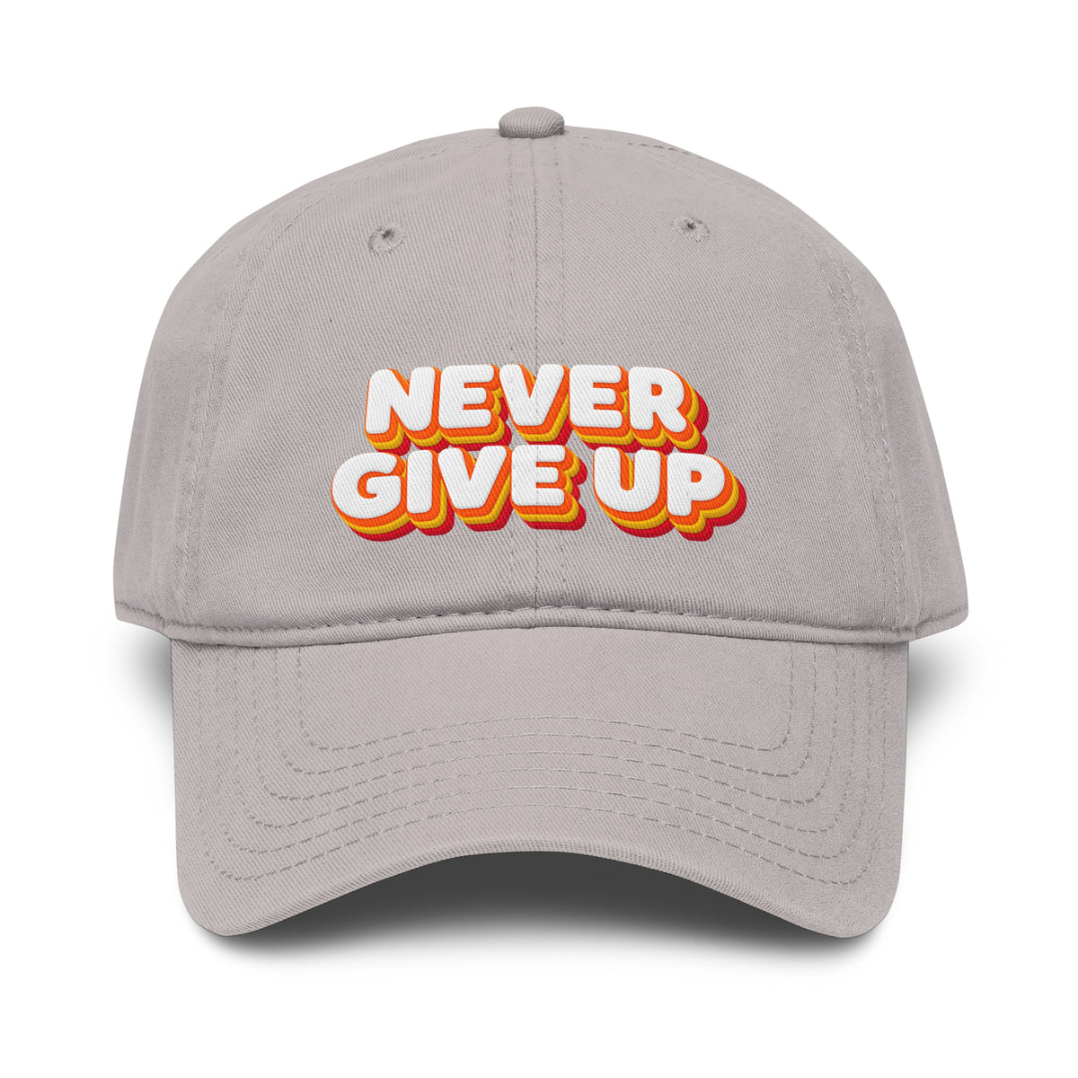 Inspirational Quotes Lovers | Garment washed baseball cap — NEVER GIVE UP by printfluence