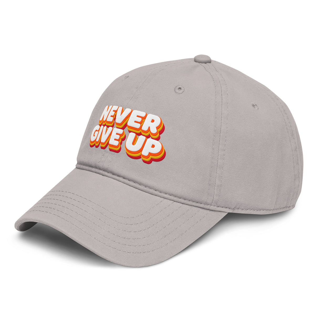 Inspirational Quotes Lovers | Garment washed baseball cap — NEVER GIVE UP by printfluence