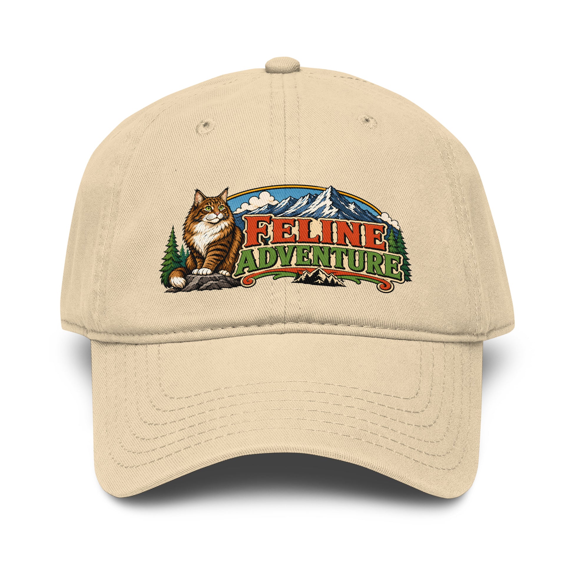 Retro Feline Adventure Maine Coon | Classic Baseball Cap for Cat Lovers by printfluence.net