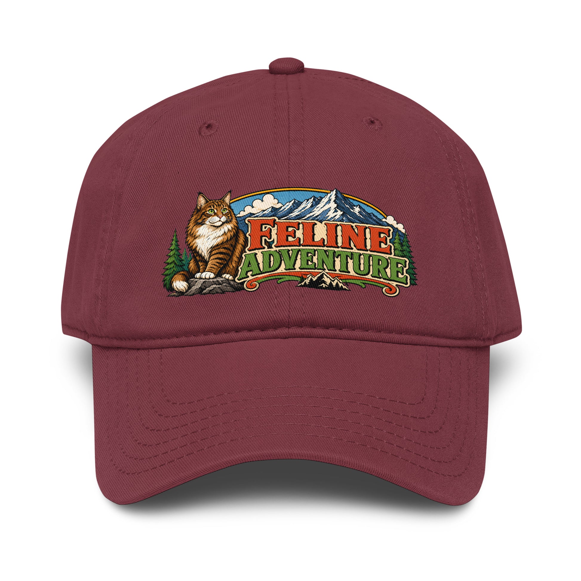 Retro Feline Adventure Maine Coon | Classic Baseball Cap for Cat Lovers by printfluence.net