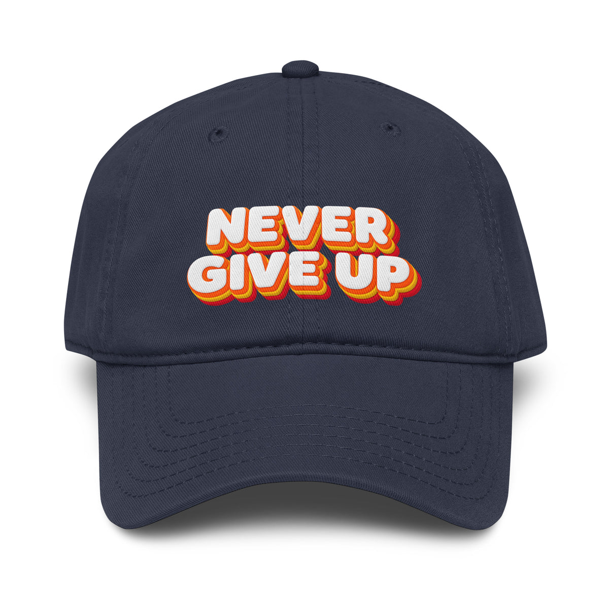 Inspirational Quotes Lovers | Garment washed baseball cap — NEVER GIVE UP by printfluence