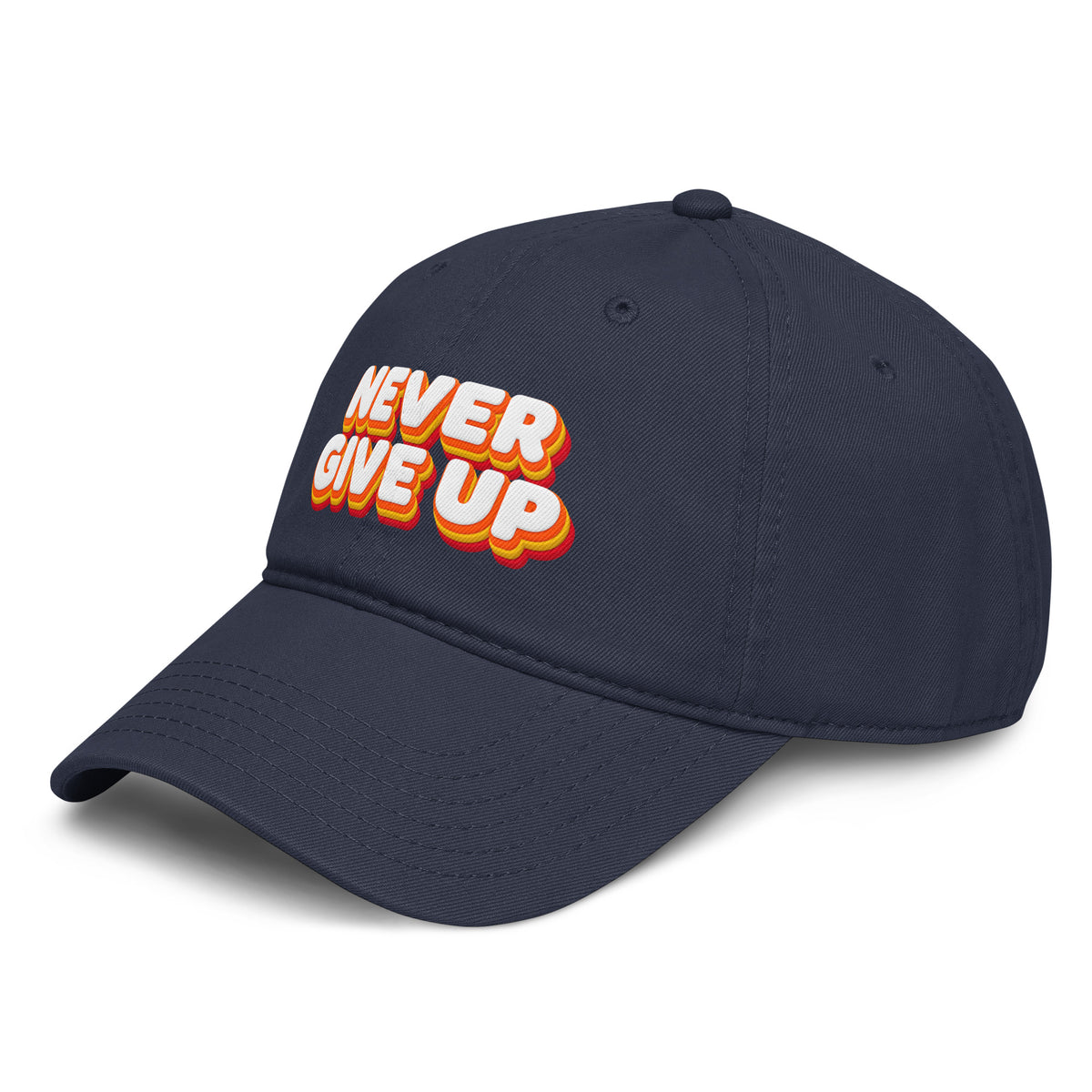 Inspirational Quotes Lovers | Garment washed baseball cap — NEVER GIVE UP by printfluence