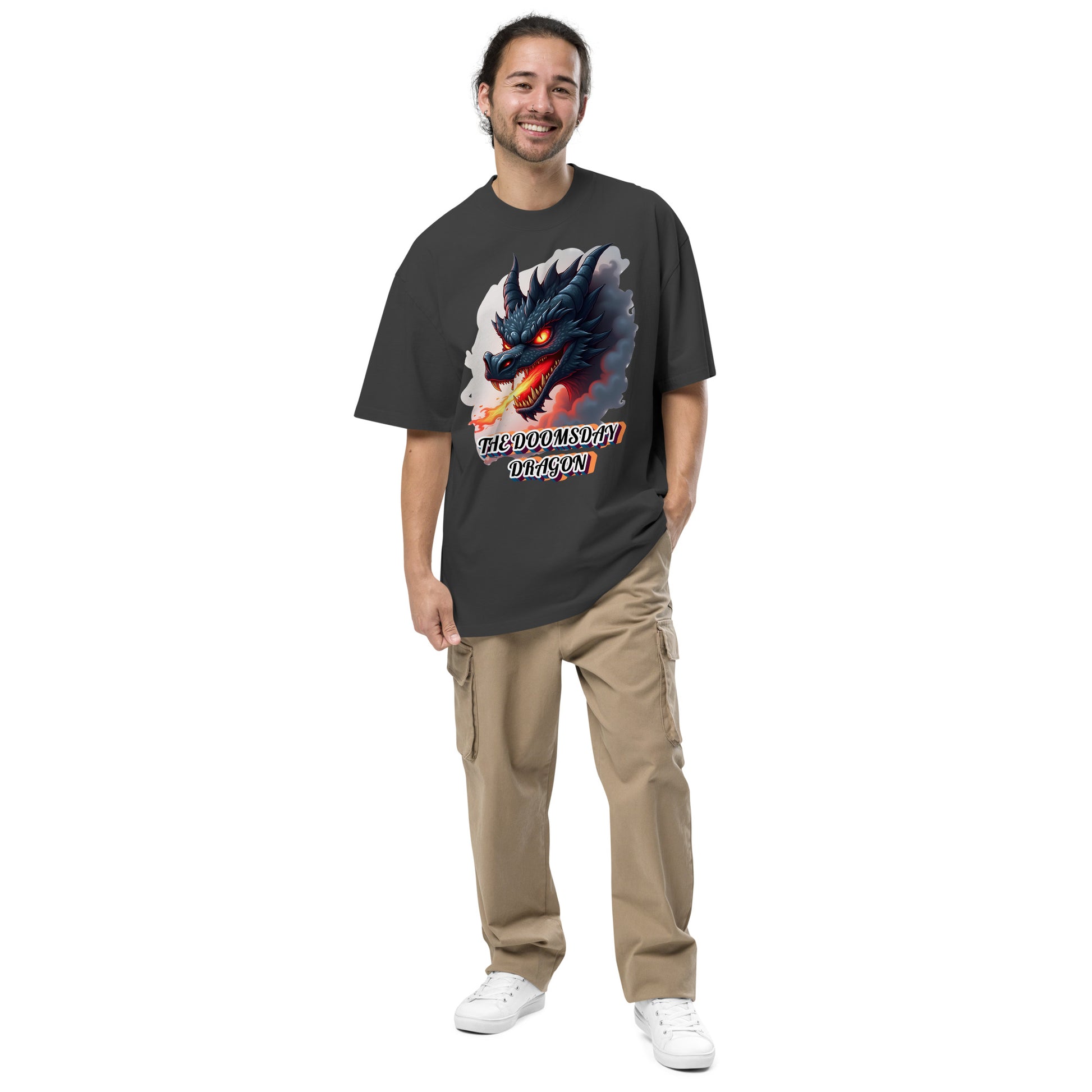 Oversized faded t-shirt -The Doomsday Dragon Oversized Faded T-Shirt – Bold Luxury Streetwear for Fearless Souls by printfluence.net