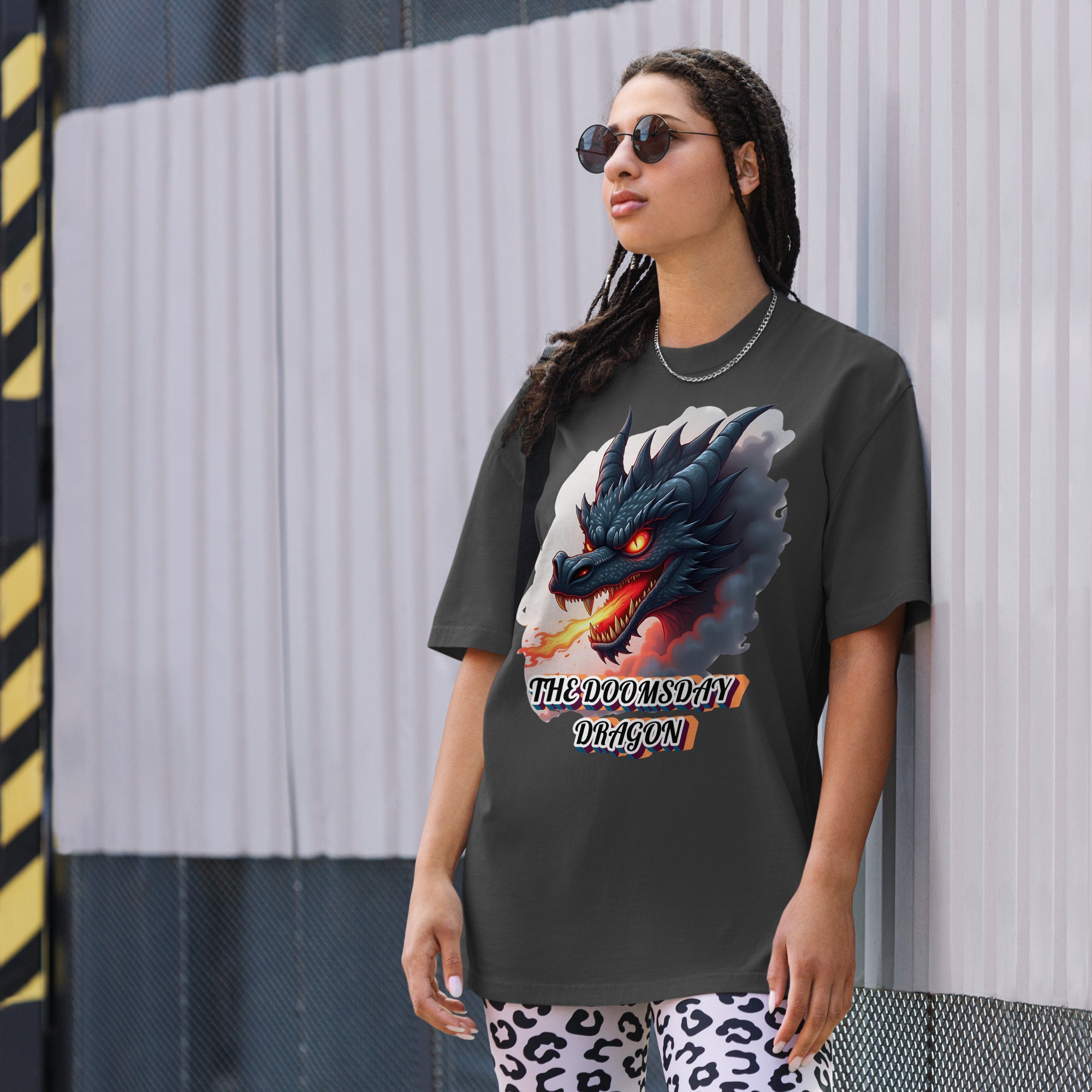 Oversized faded t-shirt -The Doomsday Dragon Oversized Faded T-Shirt – Bold Luxury Streetwear for Fearless Souls by printfluence.net