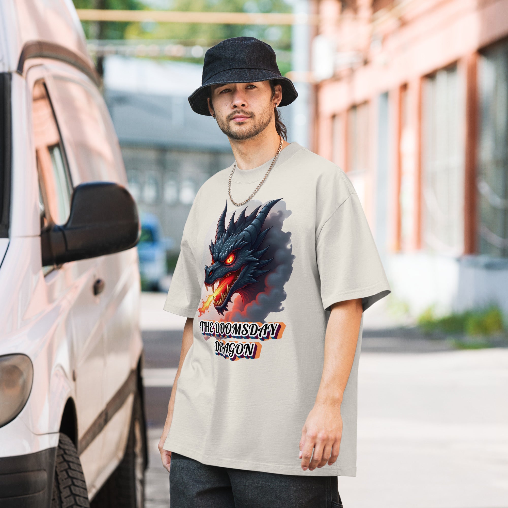 Oversized faded t-shirt -The Doomsday Dragon Oversized Faded T-Shirt – Bold Luxury Streetwear for Fearless Souls by printfluence.net
