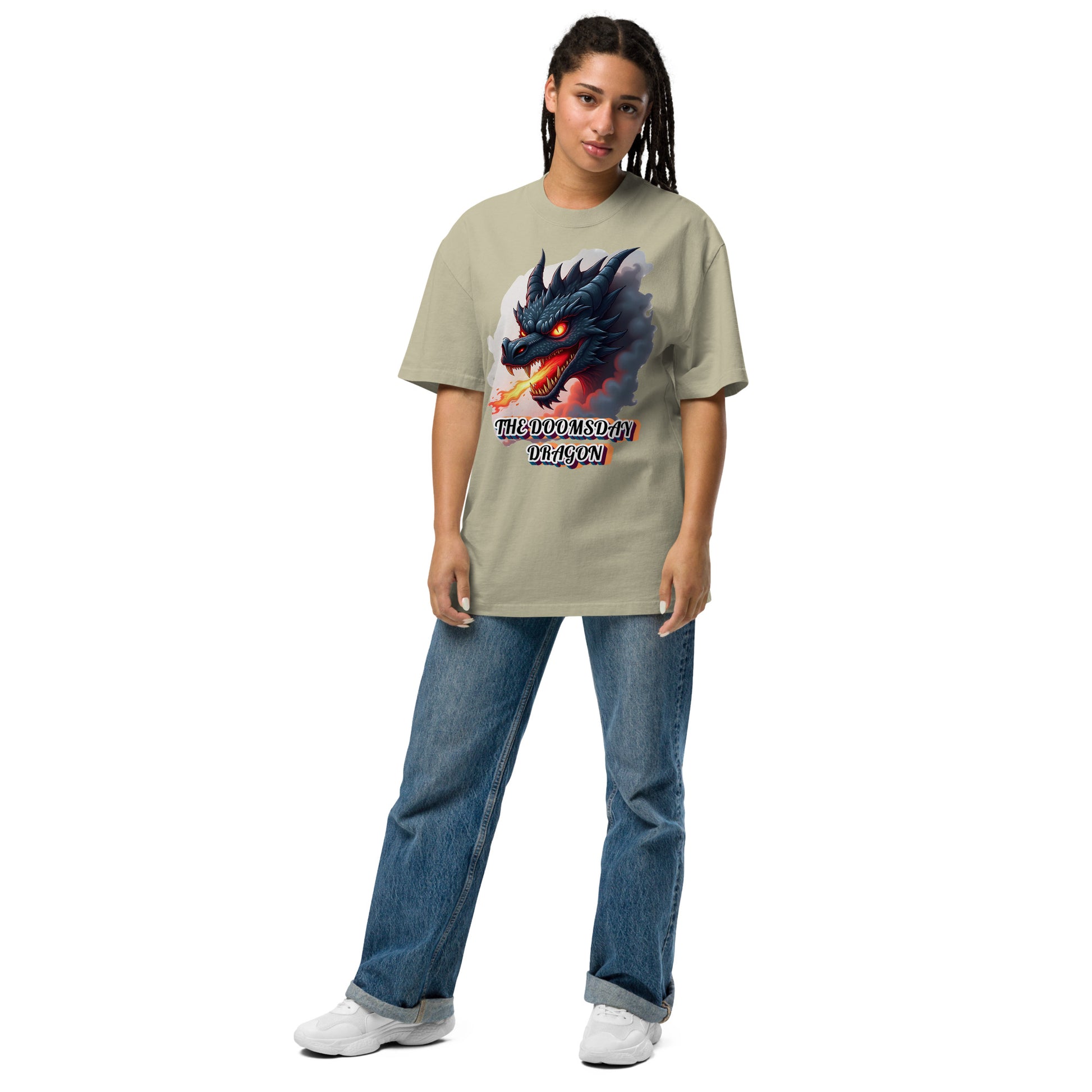 Oversized faded t-shirt -The Doomsday Dragon Oversized Faded T-Shirt – Bold Luxury Streetwear for Fearless Souls by printfluence.net
