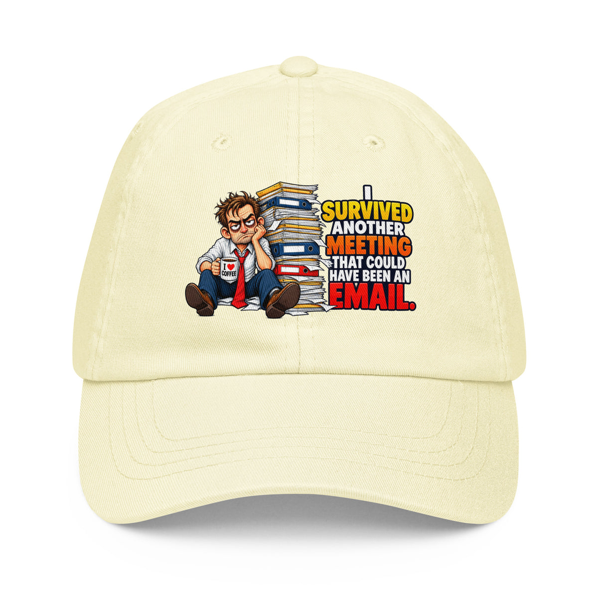Pastel baseball hSarcastic Humor Lovers | Pastel baseball hat — SURVIVED ANOTHER MEETING THAT COULD HAVE BEEN AN EMAIL.at by printfluence