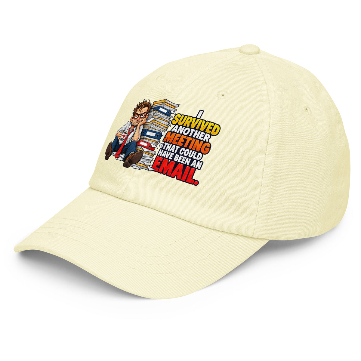 Pastel baseball hSarcastic Humor Lovers | Pastel baseball hat — SURVIVED ANOTHER MEETING THAT COULD HAVE BEEN AN EMAIL.at by printfluence