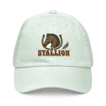 Horse Lovers Pastel Baseball Hat Stallion – Ornate Horseshoe & Majestic Equine Embroidered Cap by printfluence.net