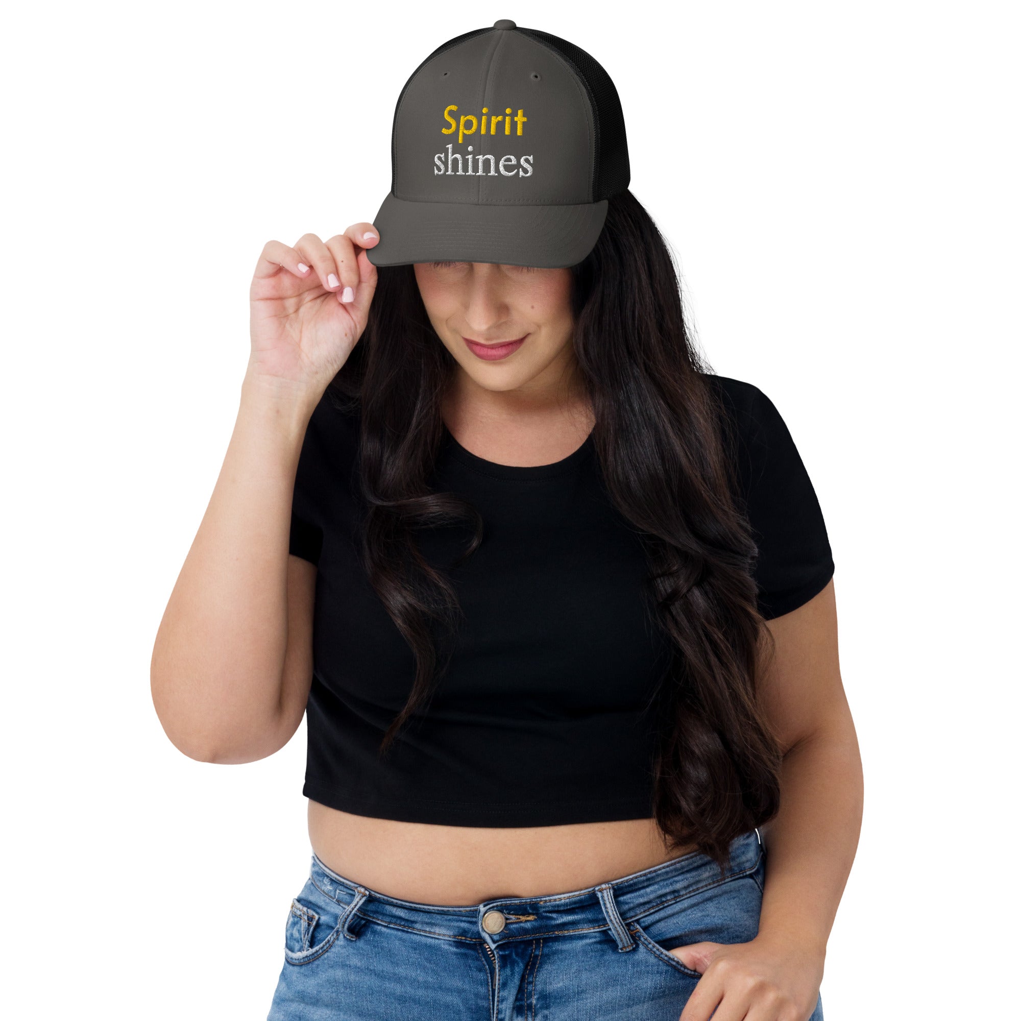 Trucker Cap - Spirit Shines Cap – Motivational Minimalist Design for Confident Style by printfluence.net