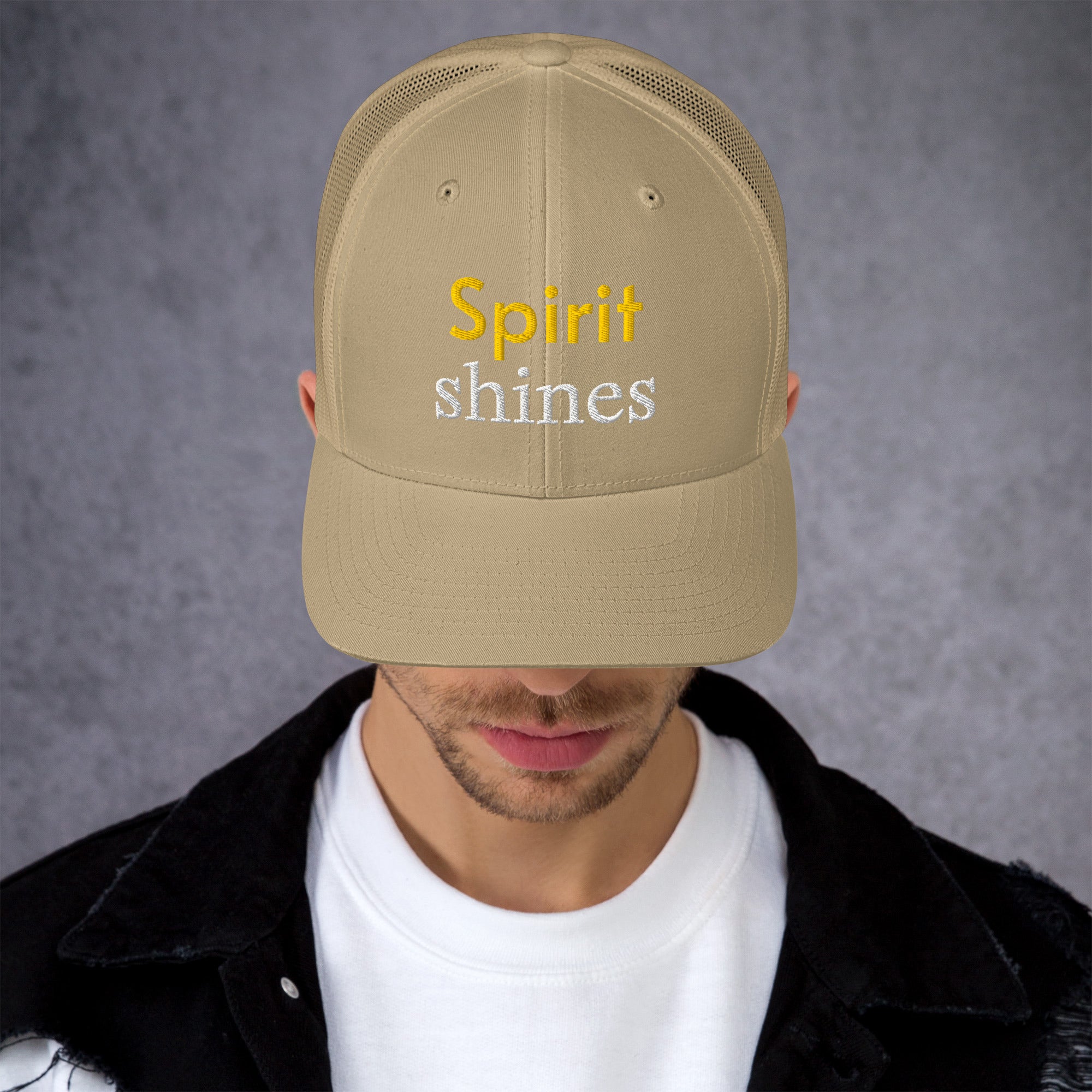 Trucker Cap - Spirit Shines Cap – Motivational Minimalist Design for Confident Style by printfluence.net