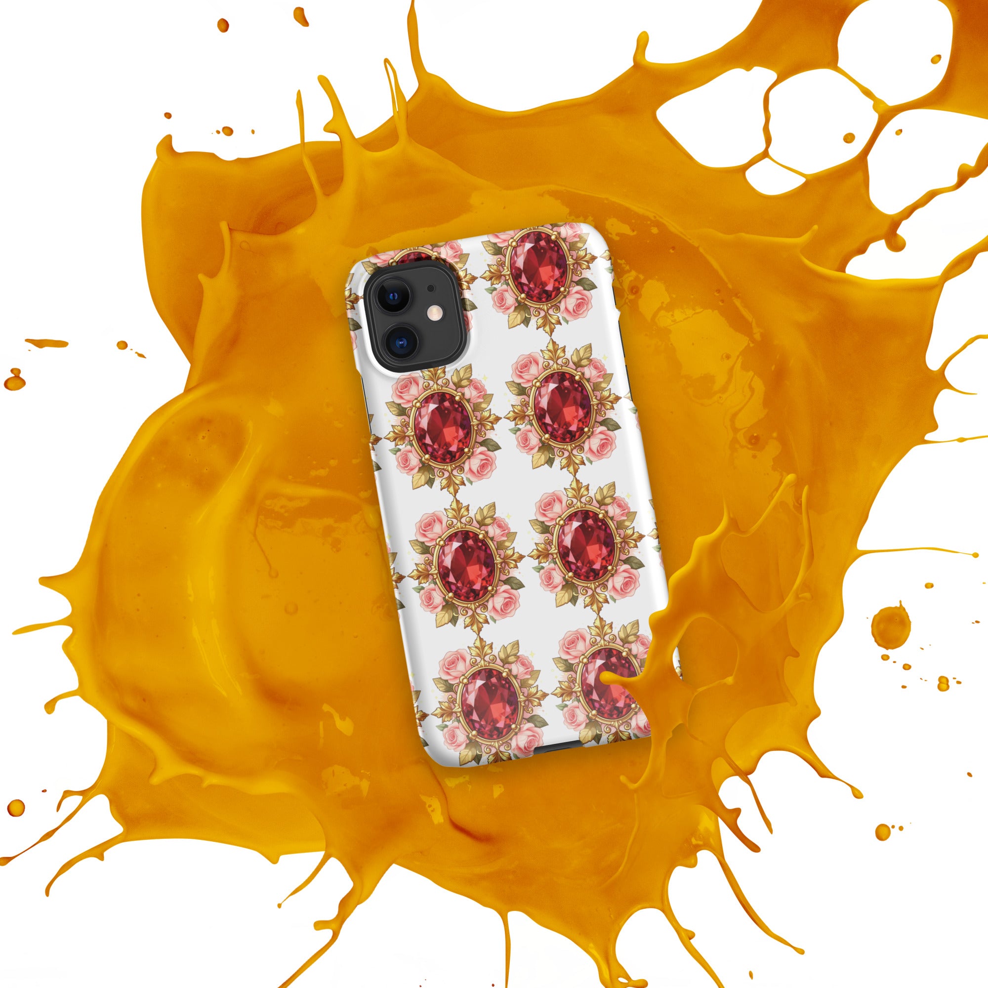 Snap case for iPhone® - Elite Ruby Rose Gold Snap Case – Ornate Jewel Luxury for iPhone by printfluence.net
